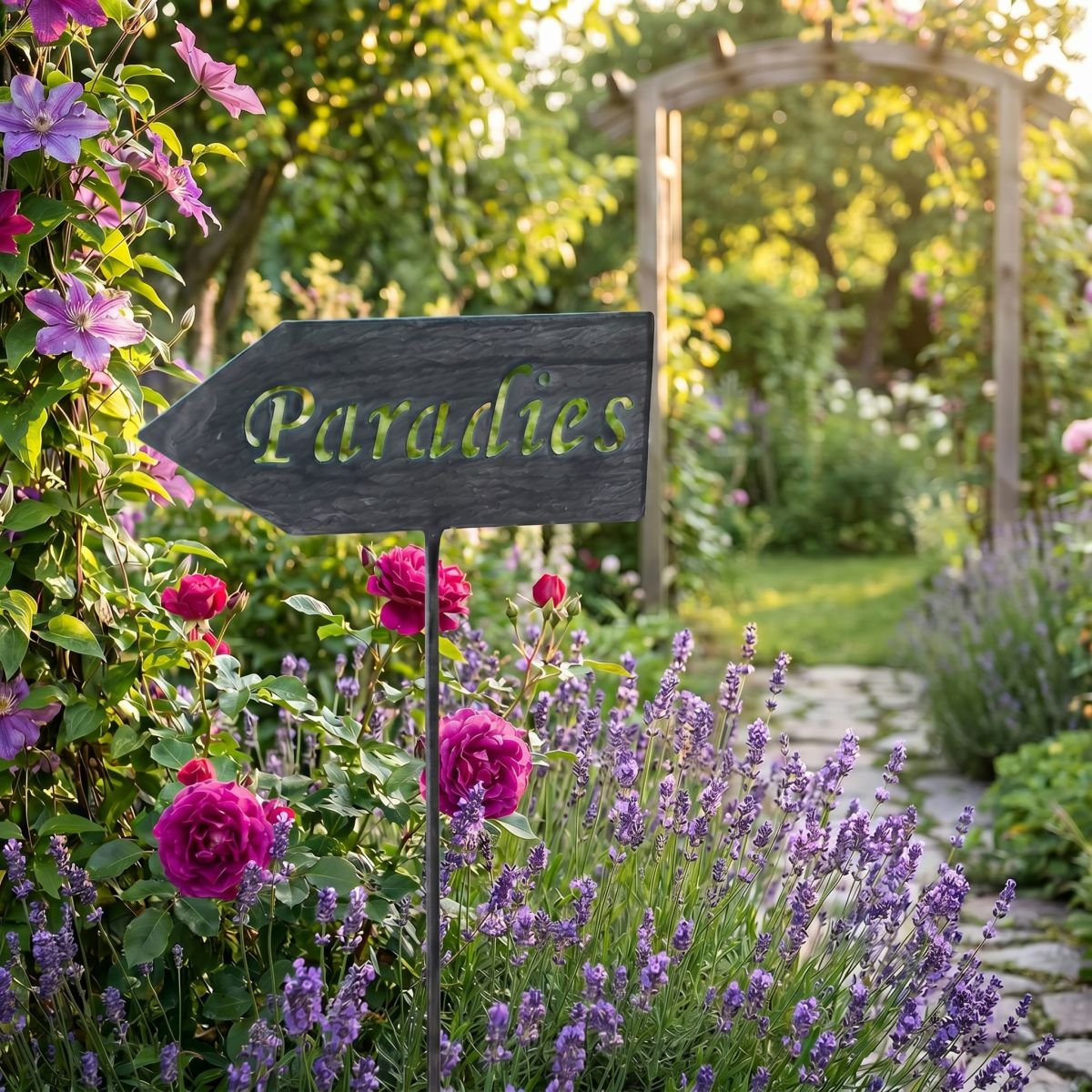 Ambiente Haus Gartenstecker "Paradies (H) 122cm" Stecker für den Garten mit Schriftzug