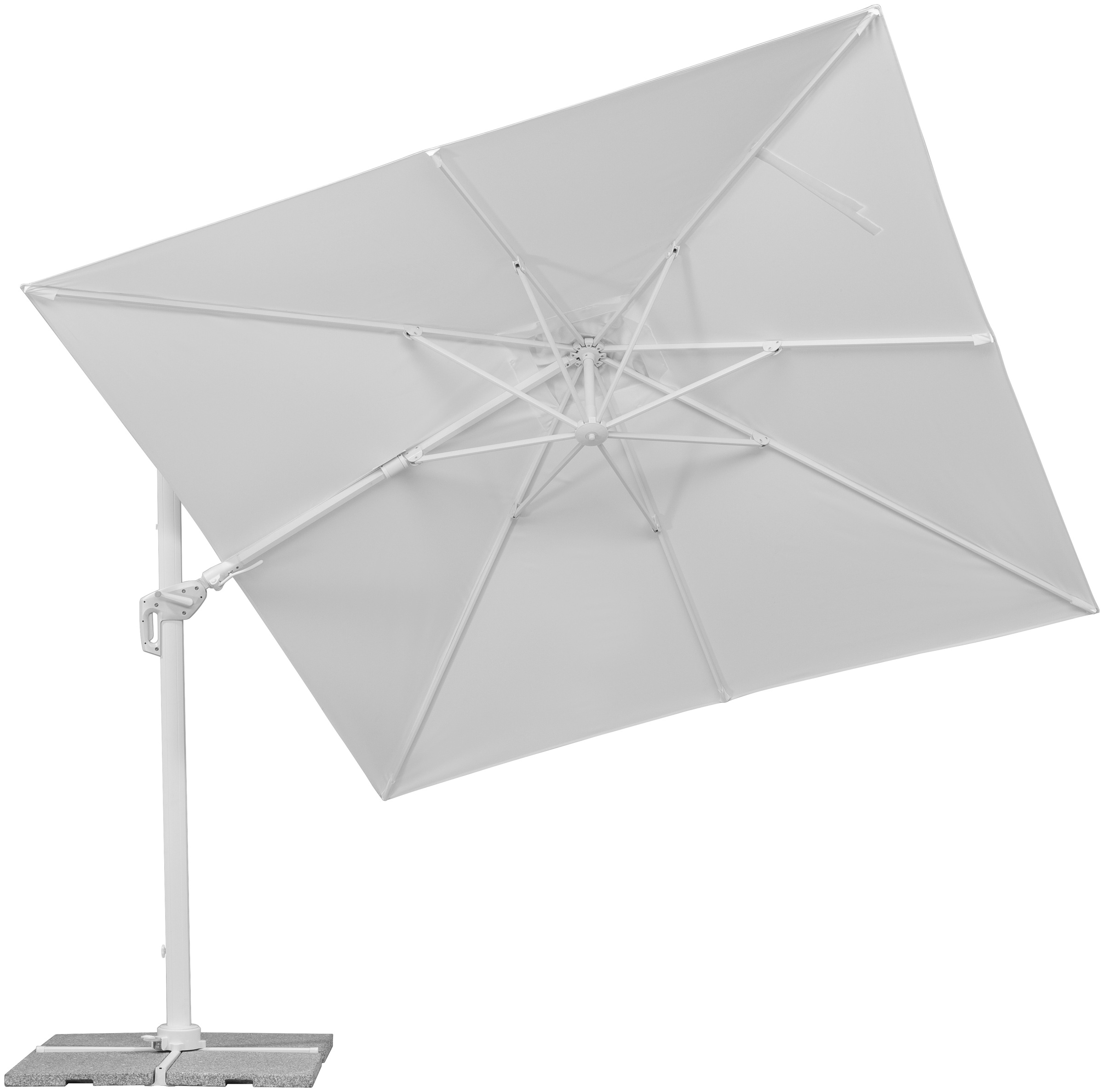Schneider Schirme Ampelschirm »Rhodos Twist Bianco«, mit Schutzhülle und Schirmständer, ohne Wegeplatten