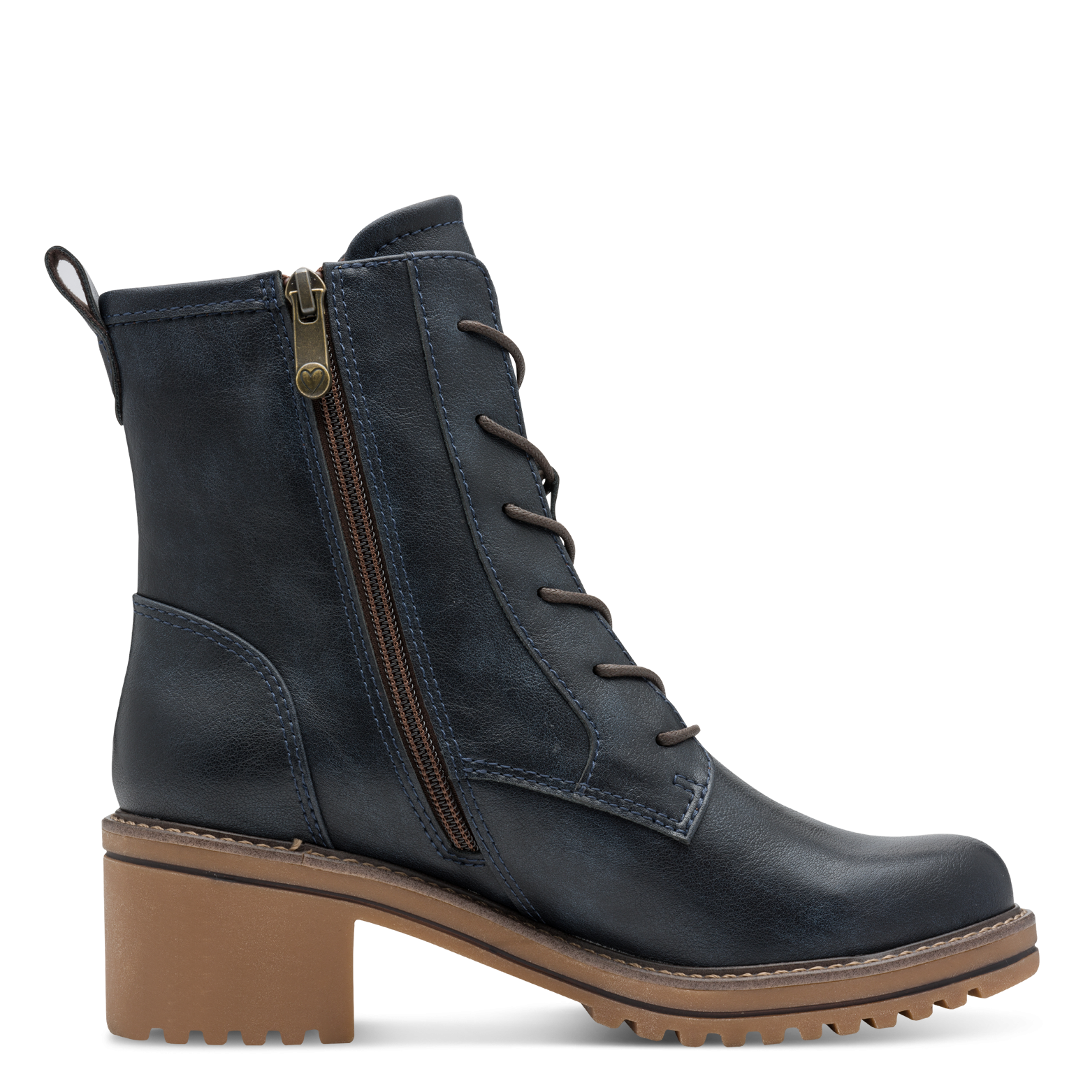 MARCO TOZZI Winterboots, Blockabsatz, Schnürboots, Stiefelette mit Kontrast-Rahmennaht