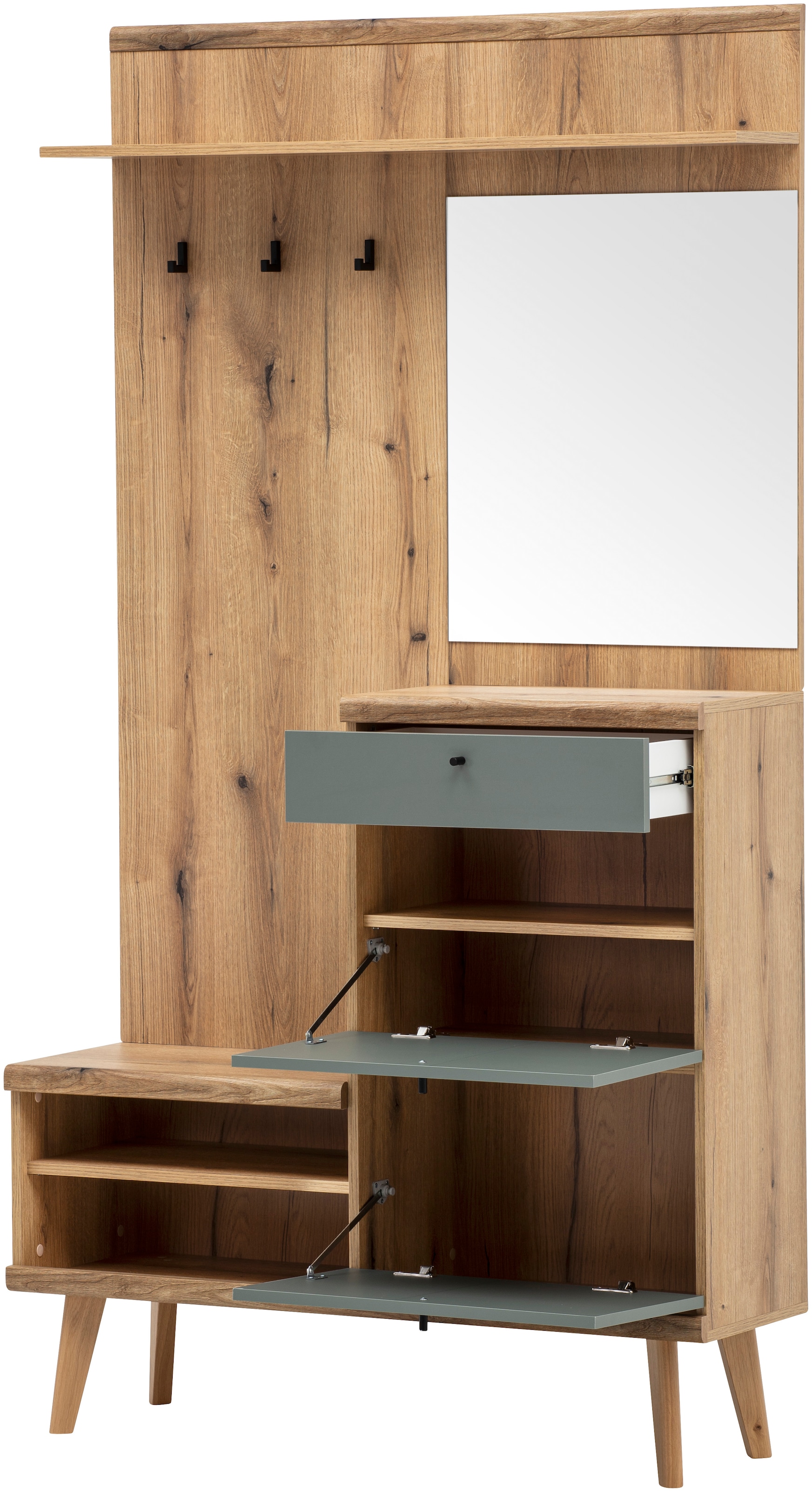 INOSIGN Garderoben-Set »Mavas, Garderobe mit Stauraum, Garderobenschrank im Scandic Design«, (Set, 3 St.), ausreichend Stauraum, für kleine Räume geeignet, 237 cm breit