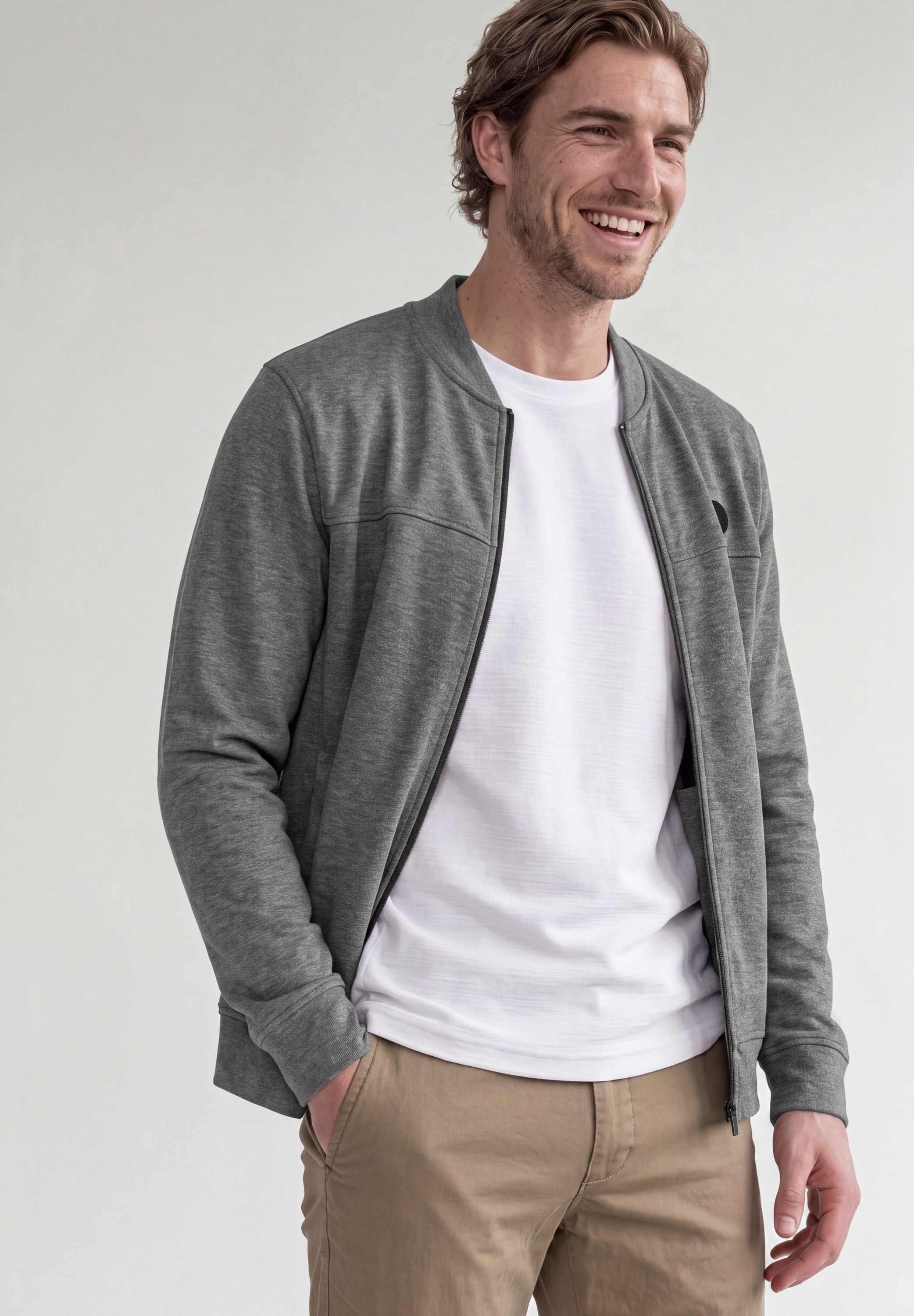 STREET ONE MEN Sweatjacke mit Piqué-Struktur