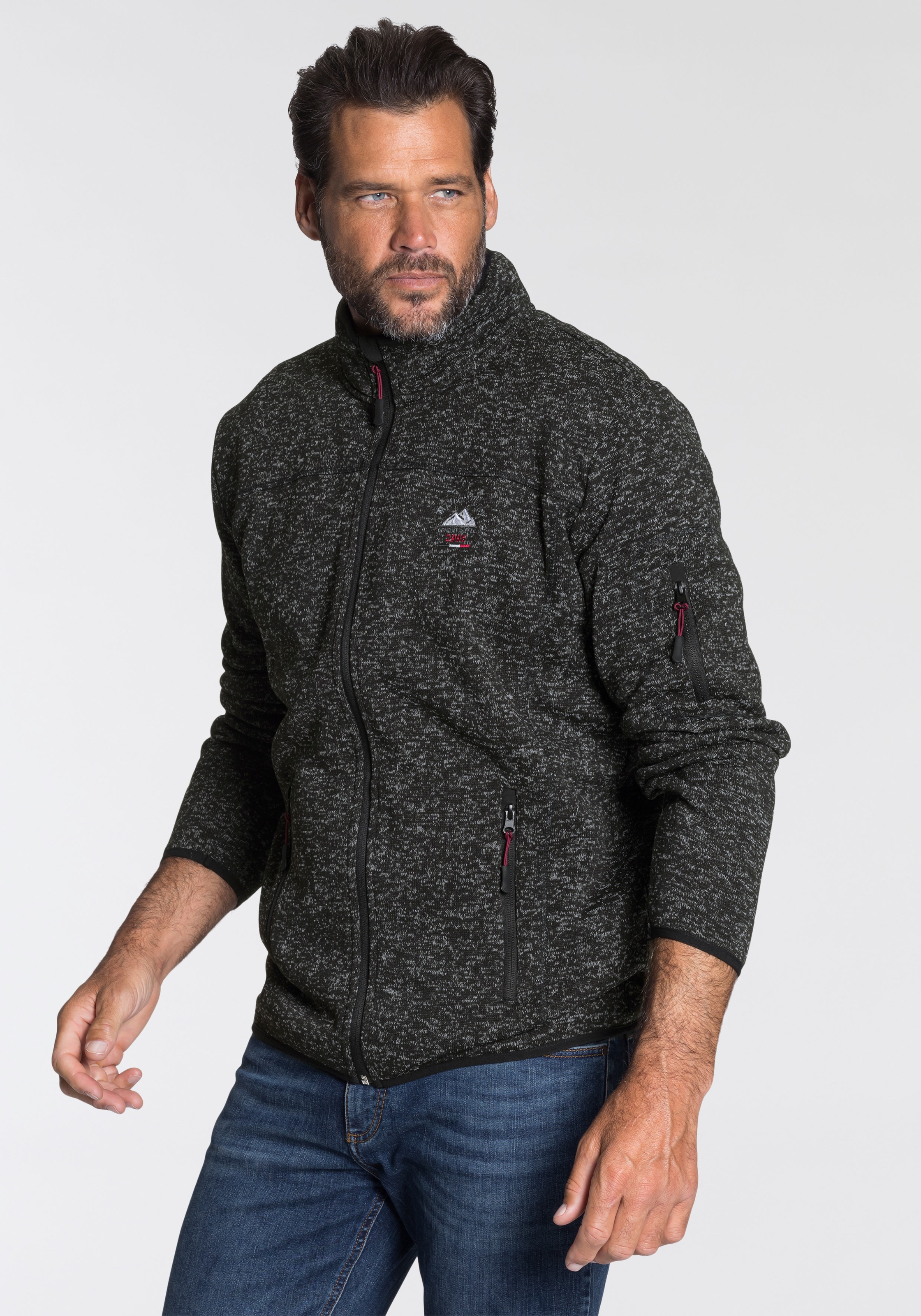 Mans World Strickfleecejacke, für die Übergangszeit, mit Reißverschlusstasc günstig online kaufen