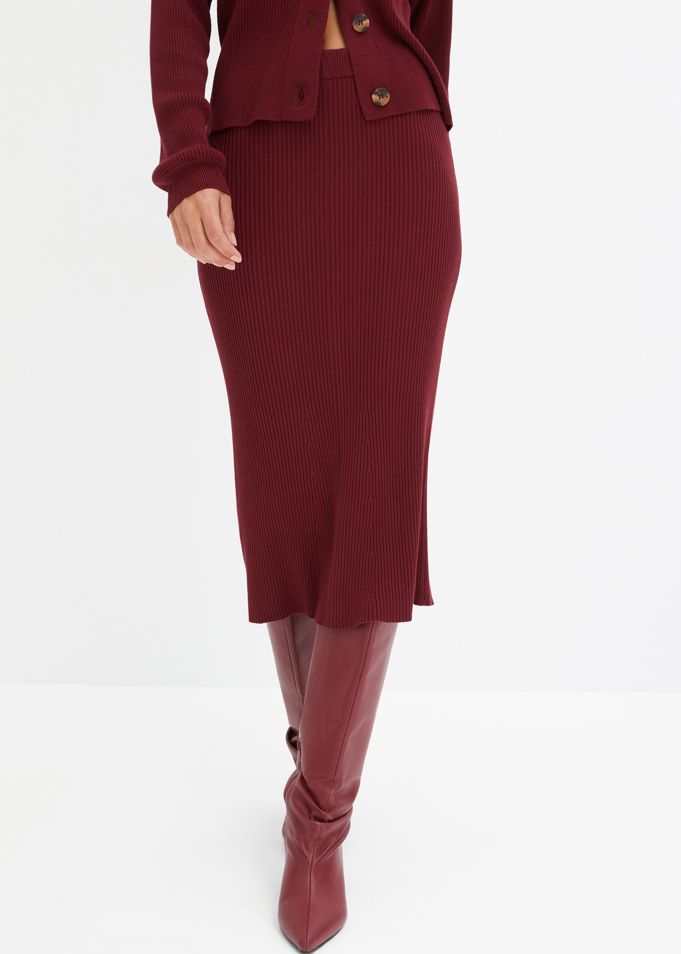 bonprix Strickrock aus Viskosemischung, körpernahe Passform, unifarben, mit günstig online kaufen