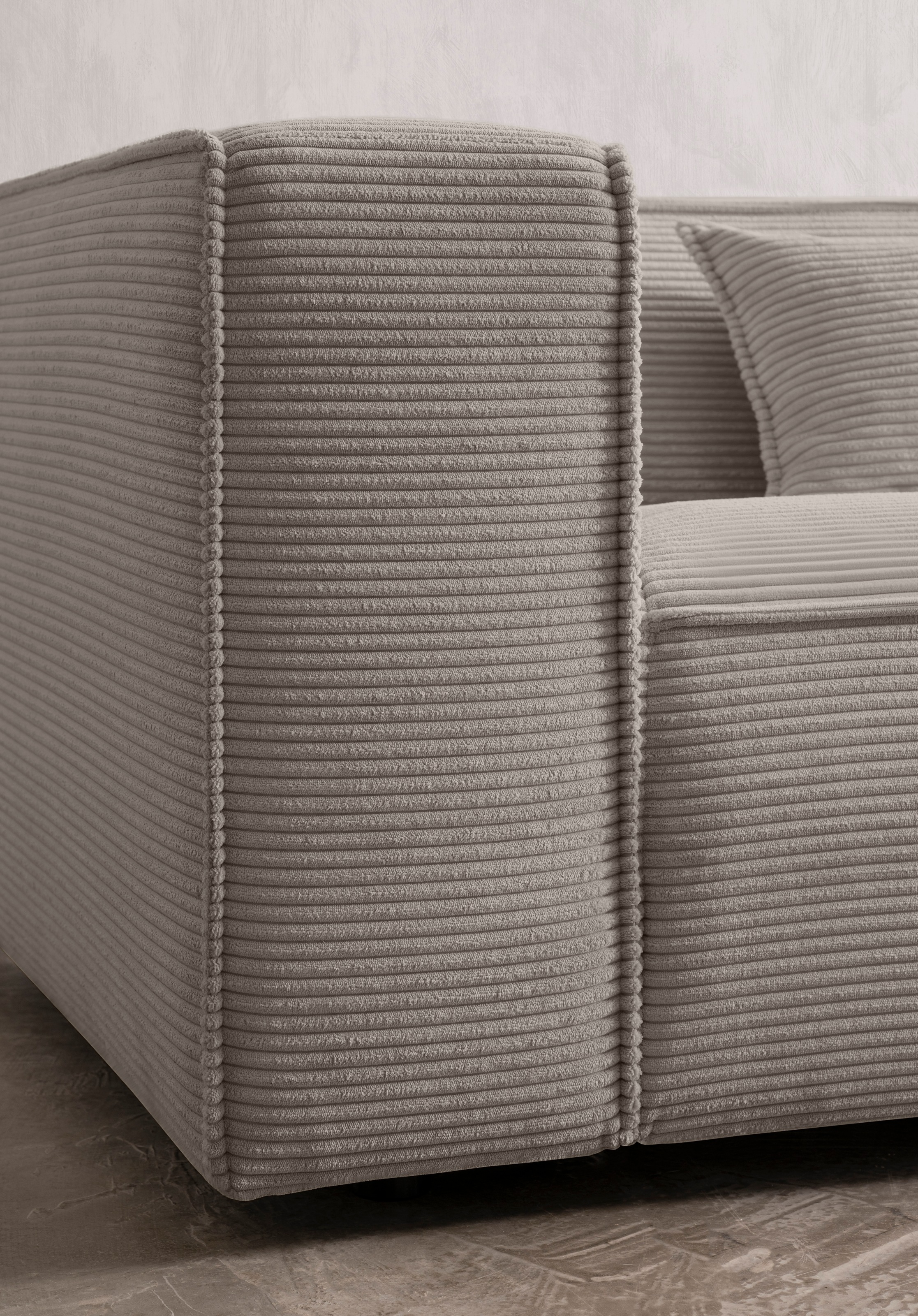 LeGer Home by Lena Gercke 3-Sitzer »PIARA, Couch mit Kedernaht, Sofa in Cord oder Leinenoptik«, schwarze Füße, bequemer Sitzkomfort