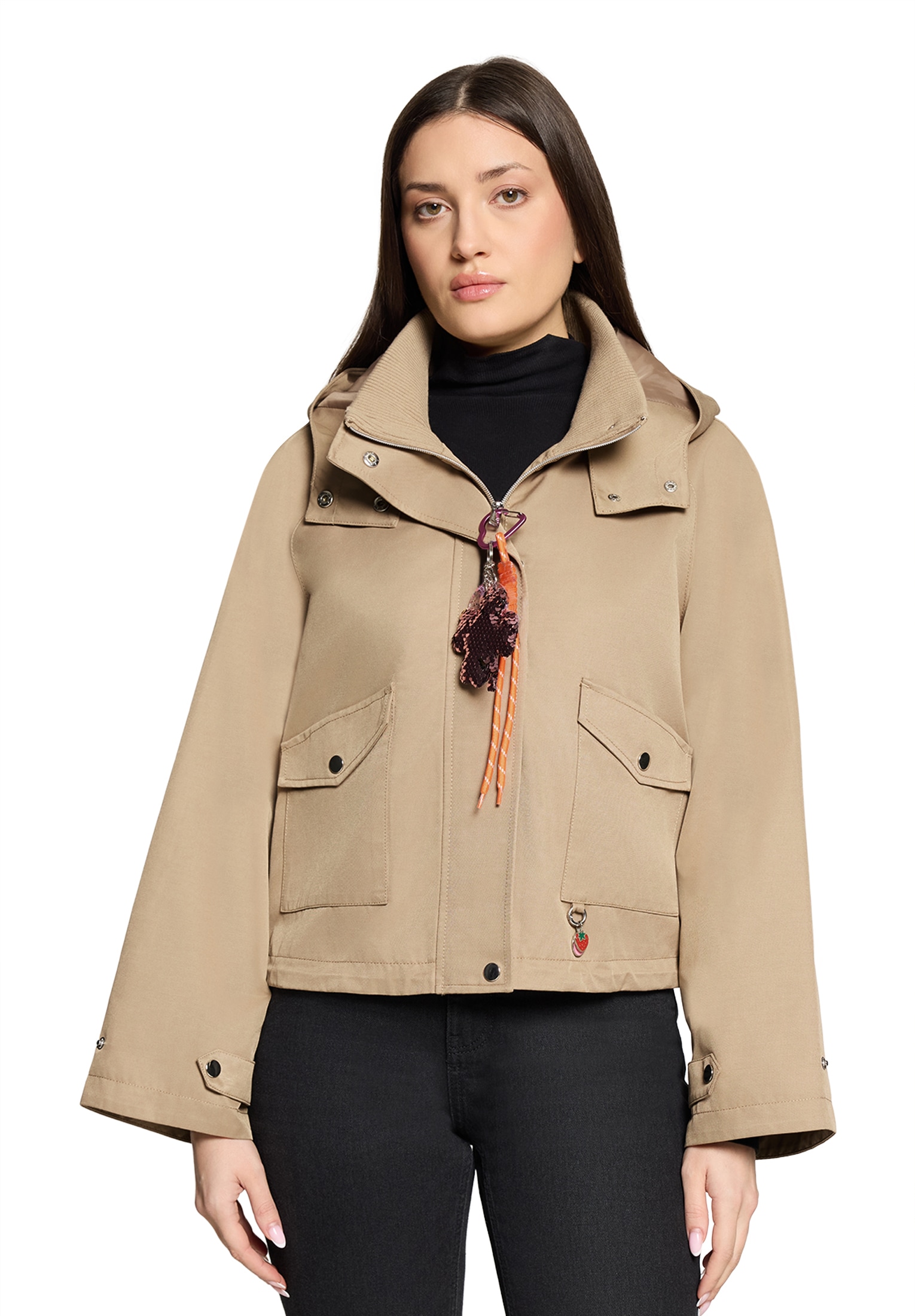 Cartoon Canvasjacke "Damen mit aufgesetzten Taschen" günstig online kaufen