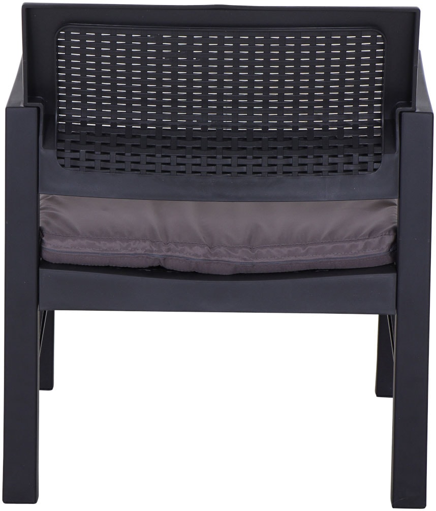 Progarden Balkonset »Kraka« Set, 3 tlg. anthrazit, inkl. Kissen, Outdoor Kunststoff-Lounge-Set