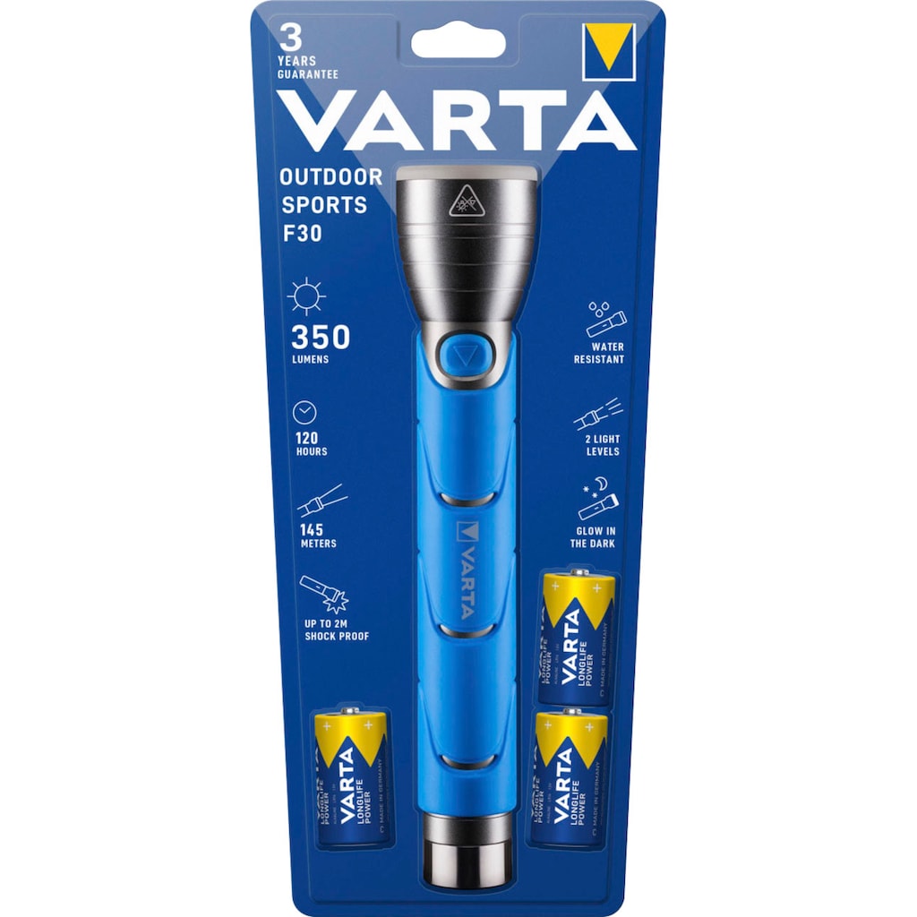 VARTA Taschenlampe »Outdoor Sports F30 Taschenlampe inkl. 3x LONGLIFE Power C Batterien«
