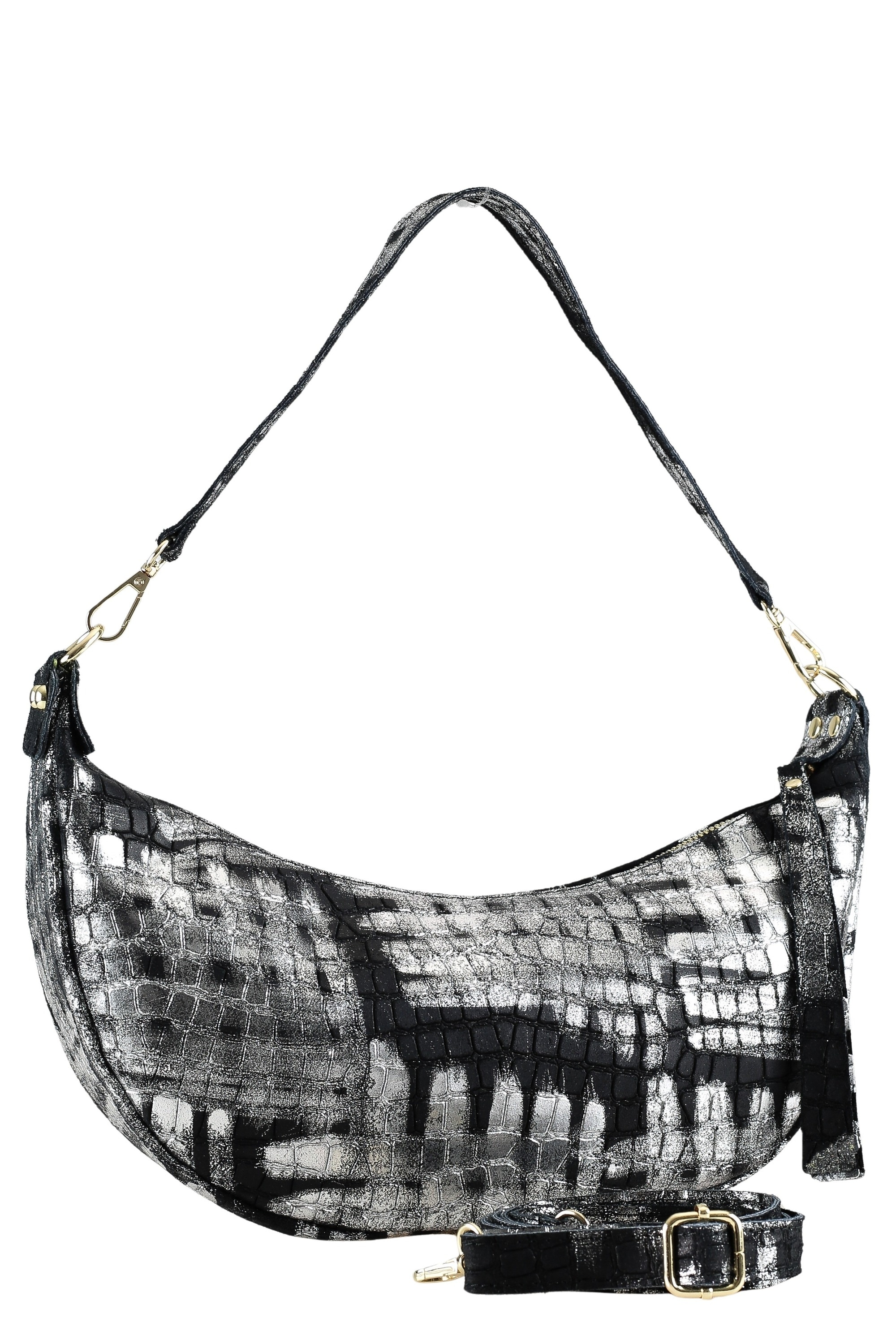 COLLEZIONE ALESSANDRO Schultertasche »Silbermond«, elegant-luxuriöse Tasche mit silber-Finish