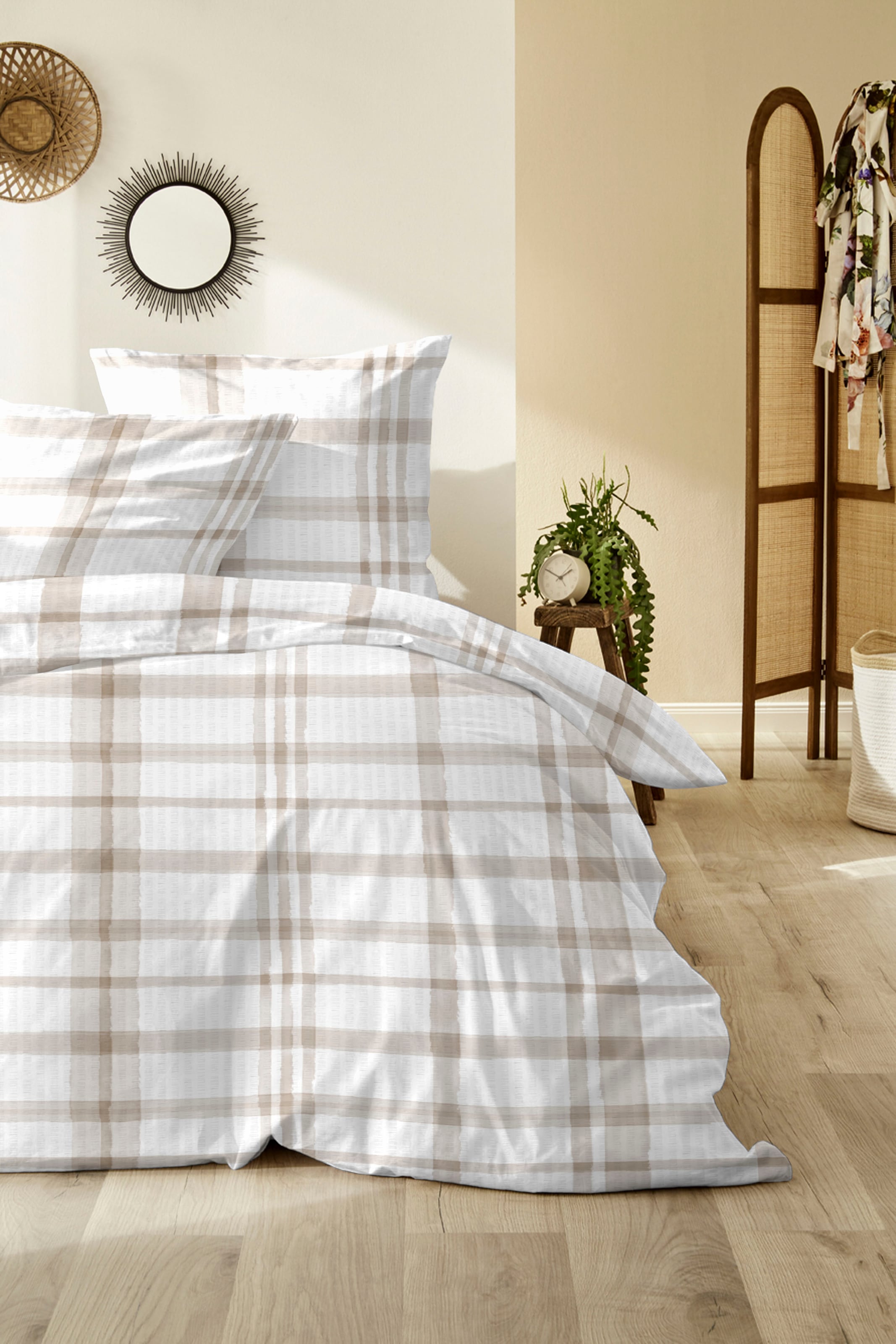 Primera Bettwäsche »Primera Soft-Seersucker-Bettwäsche Casilla«, in einem klassischen Karo-Design