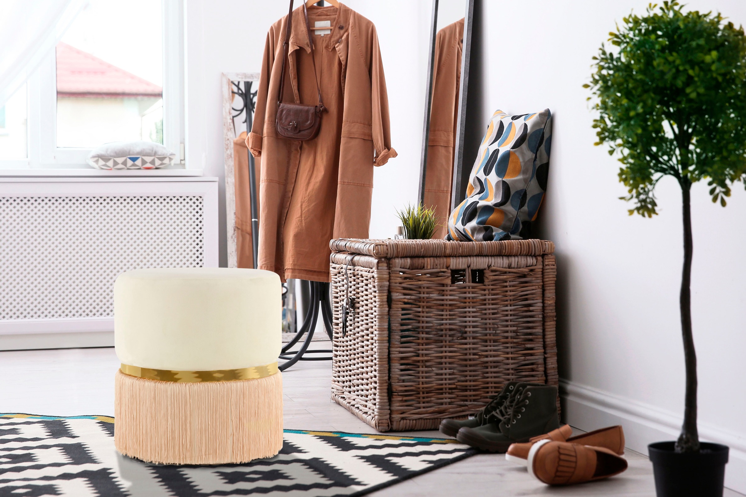 Kayoom Sitzhocker "Hocker Rebecca 825, Sitzpouf in runder Form,mit samtigem günstig online kaufen