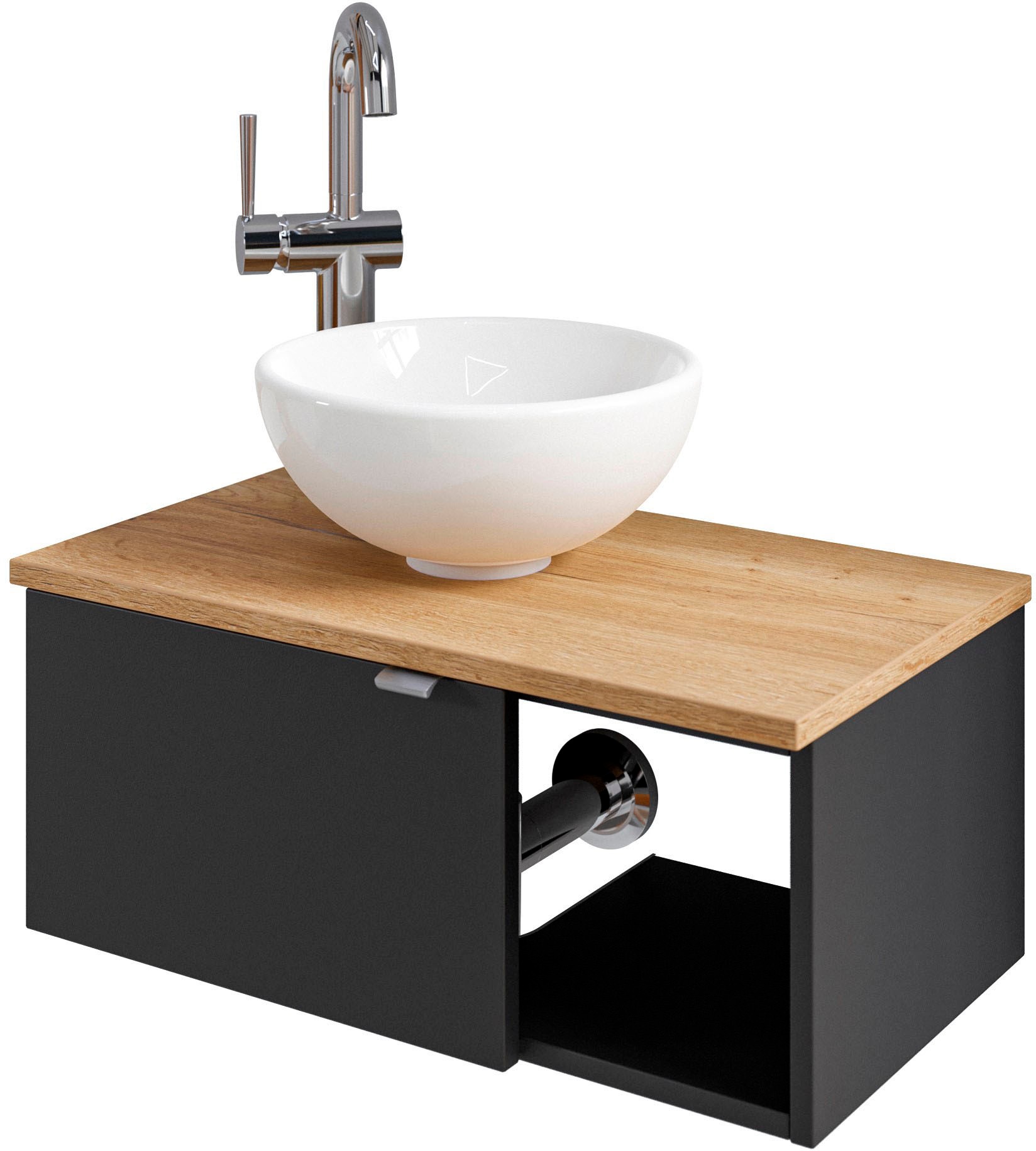 Saphir Badmöbel-Set »Serie 6915«, (4 St.), Gäste-Bad, 70 cm breit, mit LED-Spiegel, offenem Fach und 1 Tür