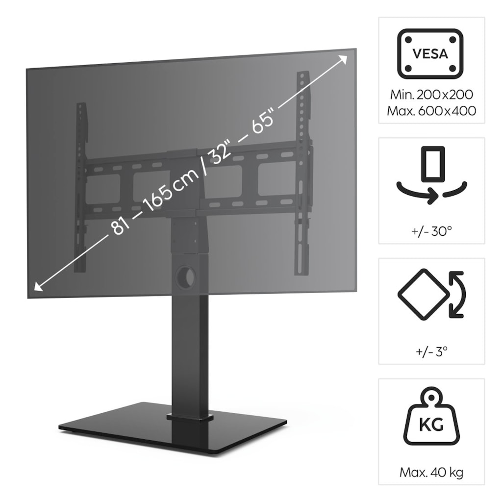 Hama TV-Standfuß »TV Standfuß, schwenkbar, höhenverstellbar, 165 cm, 65 Zoll, bis 40 kg«, bis 165 cm Zoll