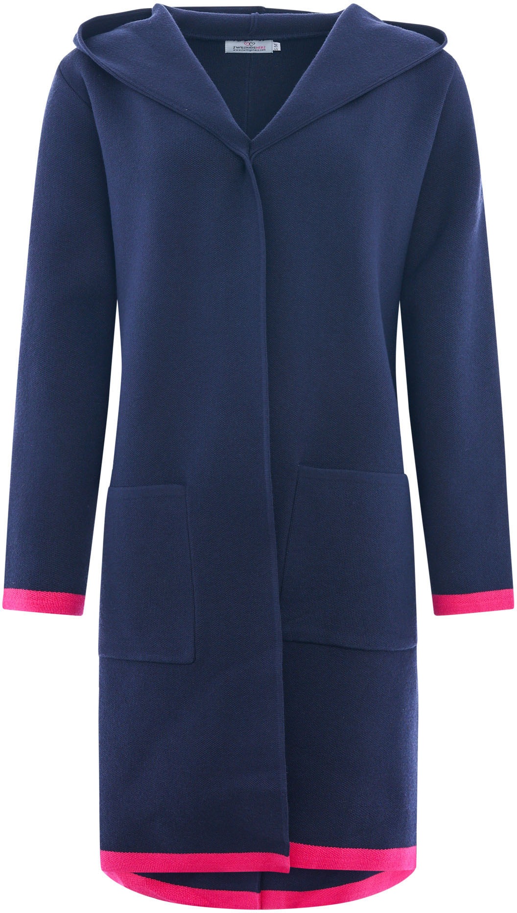 Zwillingsherz Strickjacke ""Mona"", Kapuze, Taschen, Kontrast-Kanten, Langa günstig online kaufen