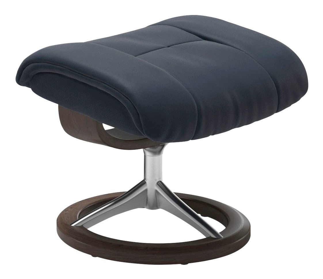 Fußhocker STRESSLESS "Mayfair", blau (oxford blau paloma), B:55cm H:41cm T:39cm, Leder BATICK: BATICK ist ein leicht korrigiertes, durchgefärbtes und genarbtes Möbelleder, bei dem die meisten Unebenheiten und Spuren in der Regel entfernt wurden.;Leder PAL