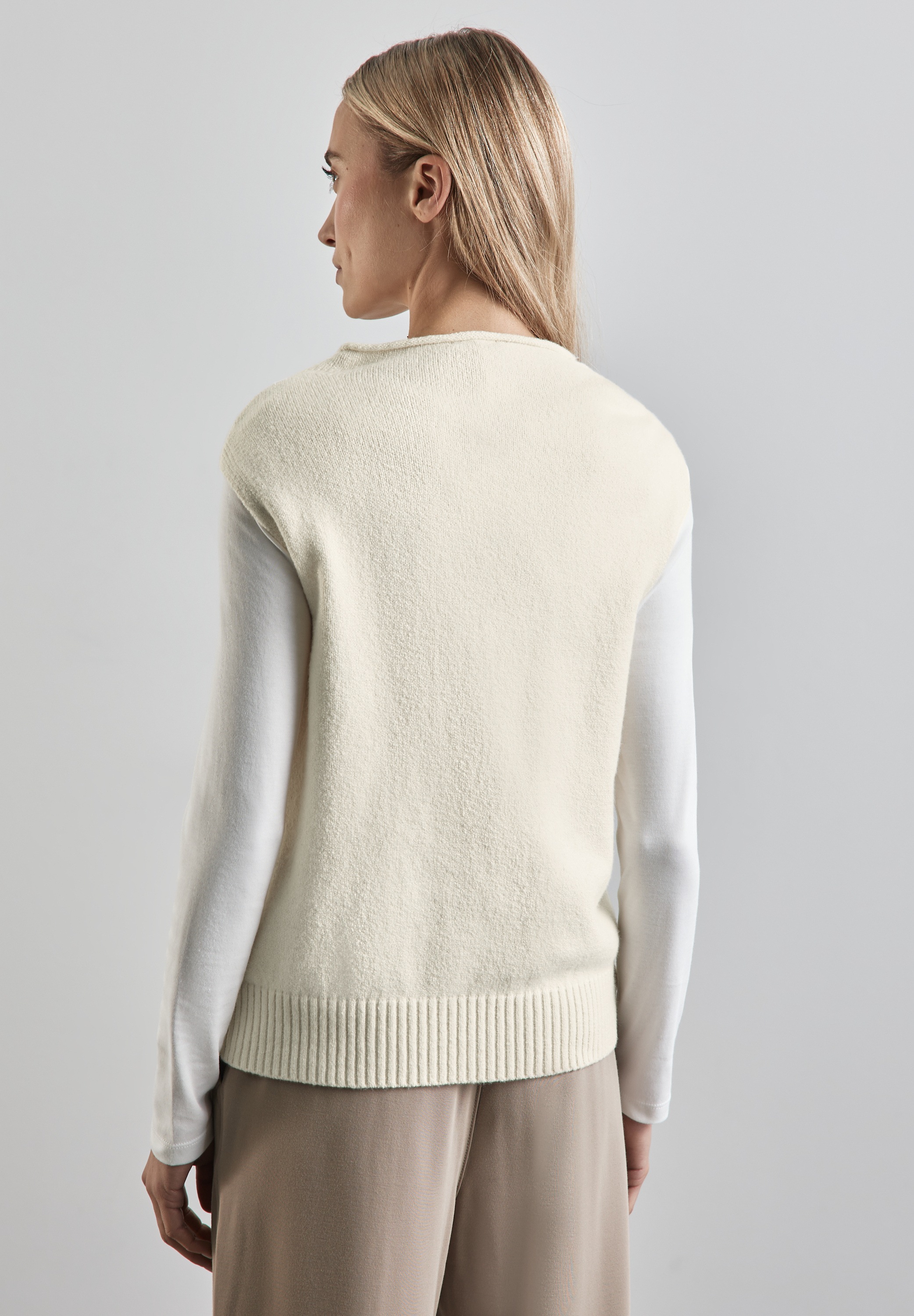 STREET ONE Kurzarmpullover, mit Stehkragen