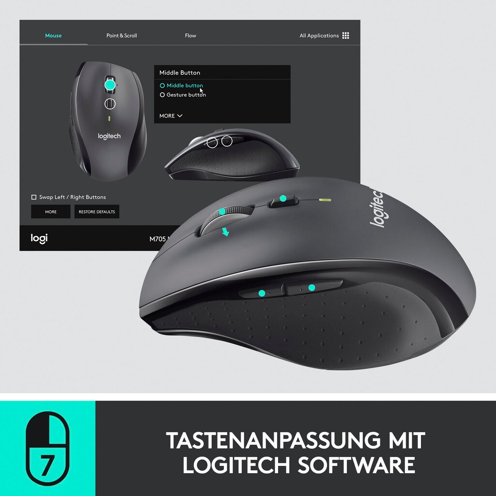 Logitech Maus »Marathon M705«, RF Wireless