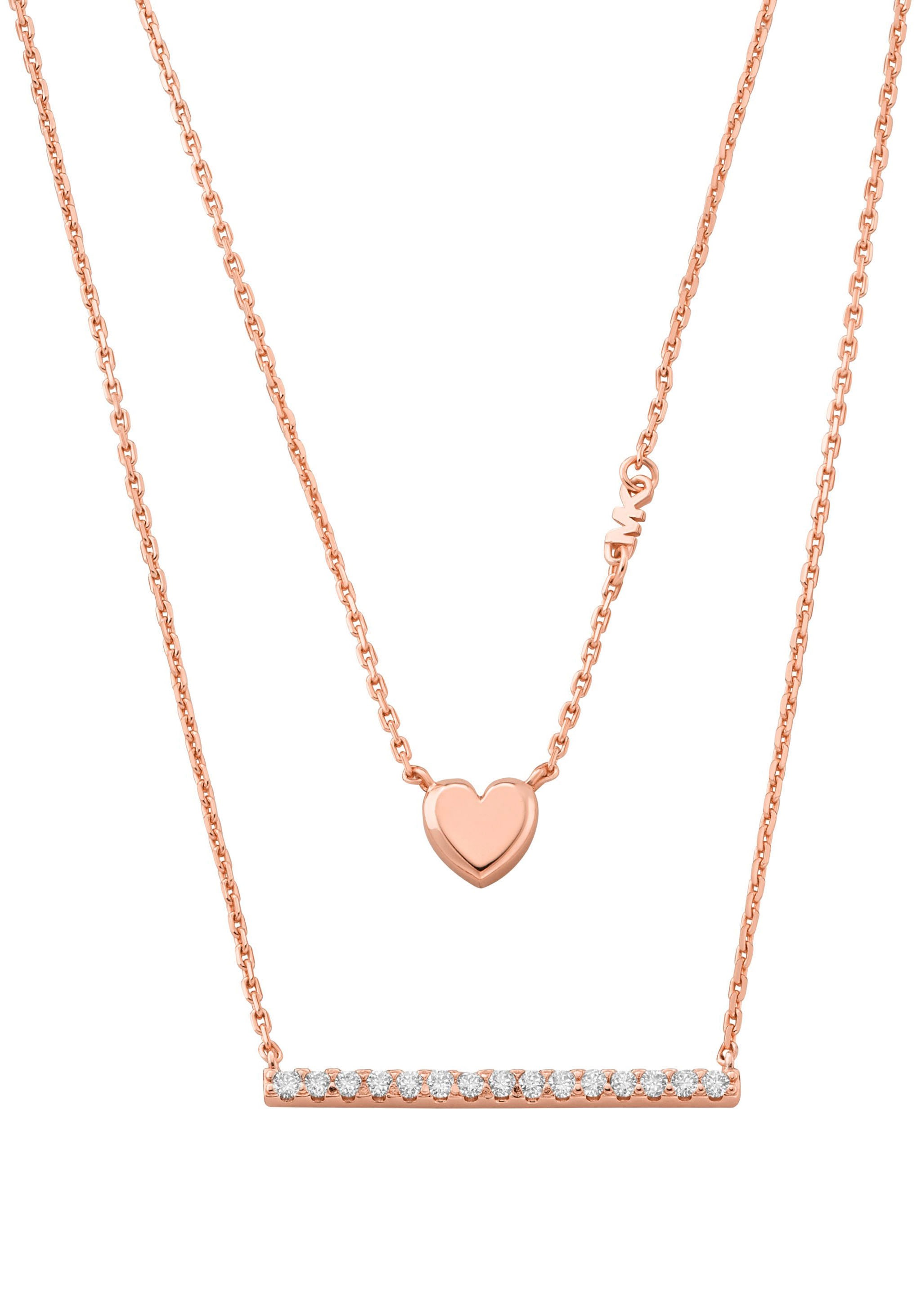 MICHAEL KORS Kette mit Anhänger »PREMIUM, DOUBLE LAYER HEART, MKC1675CZ791«, mit Zirkonia (synth.)