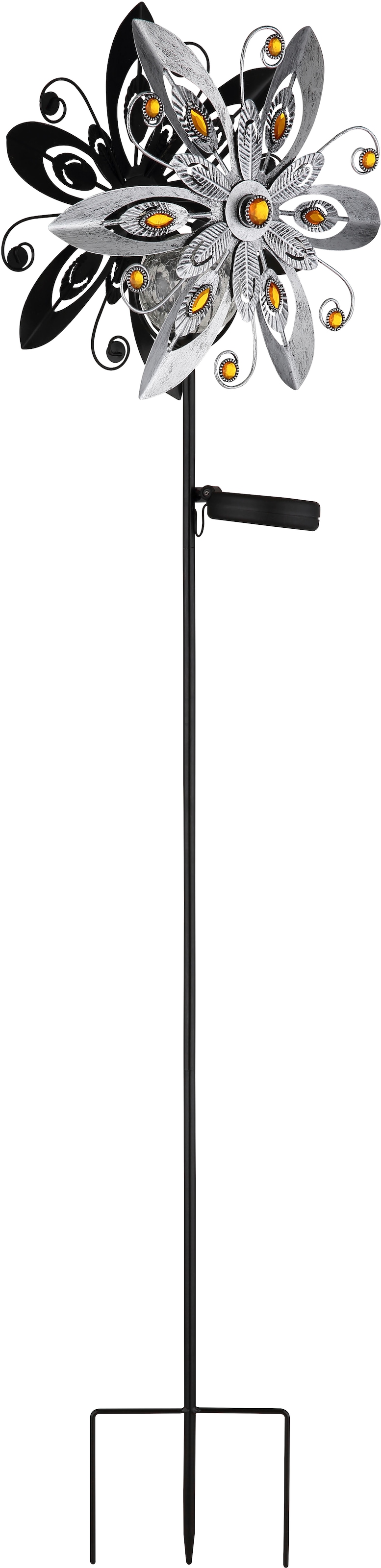 GLOBO LIGHTING LED Solarleuchte »SOLARLEUCHTE METALL SILBERGRAU, 1XLED« LED-Modul 1 Stk. Warmweiß Solar Garten Terrasse Außenbeleuchtung Dekoleuchten