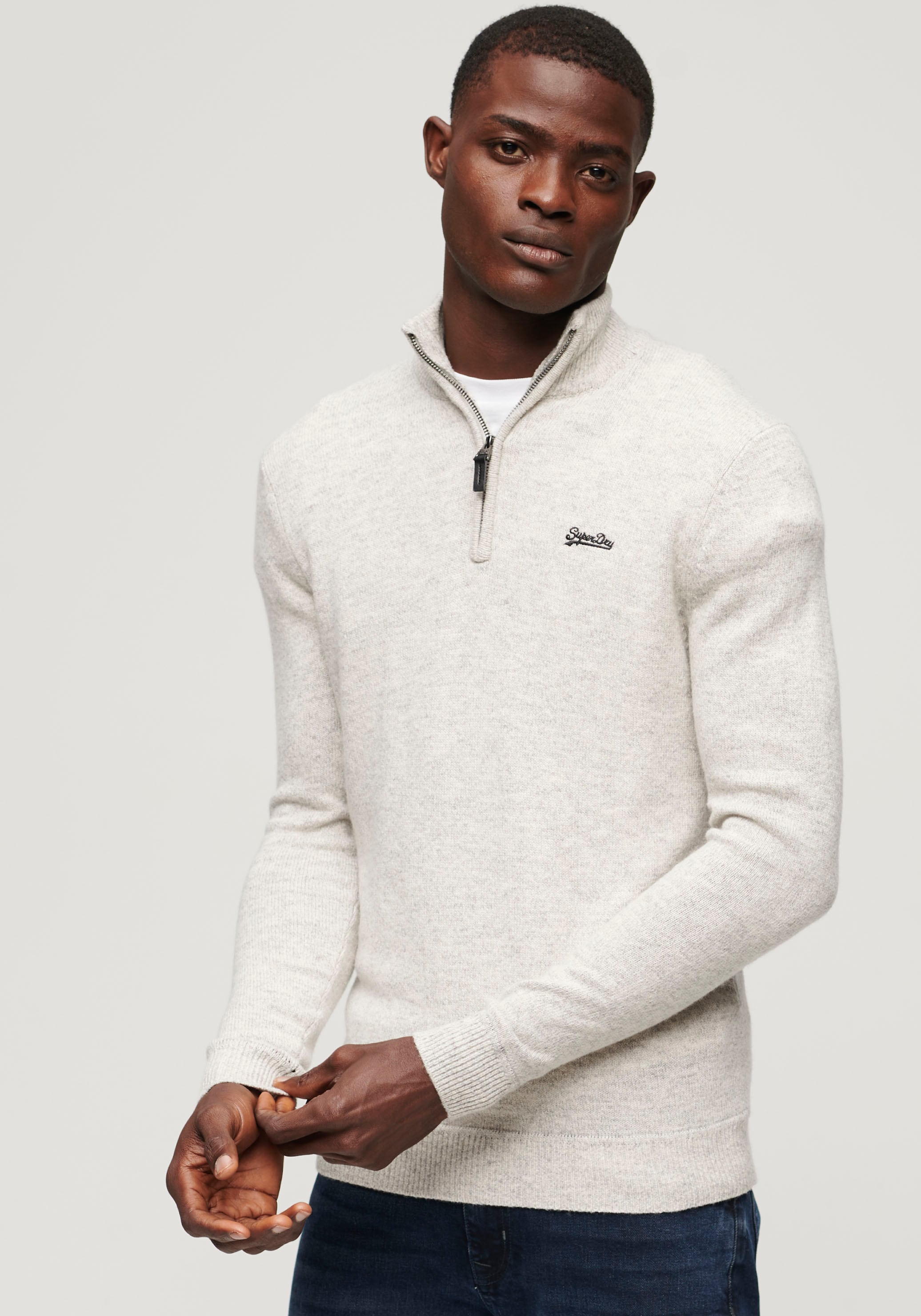 Superdry Stehkragenpullover "ESSENTIAL EMB KNIT HENLEY"