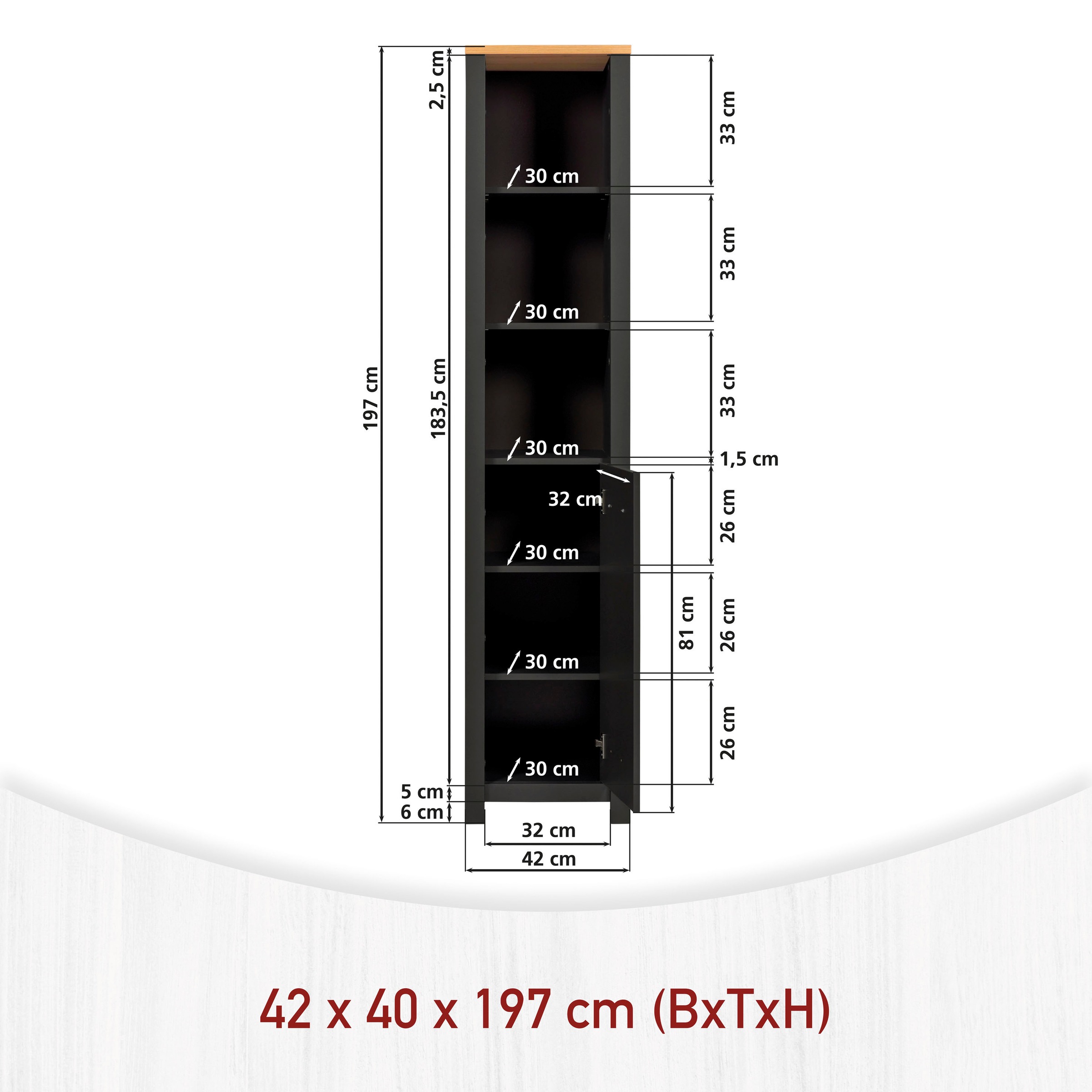 Inter Link Badmöbel-Set »Carbona, 4-tlg. Badmöbel-Set mit Stauraum in Anthrazit/Eiche-Optik« 4 Stk. tlg.