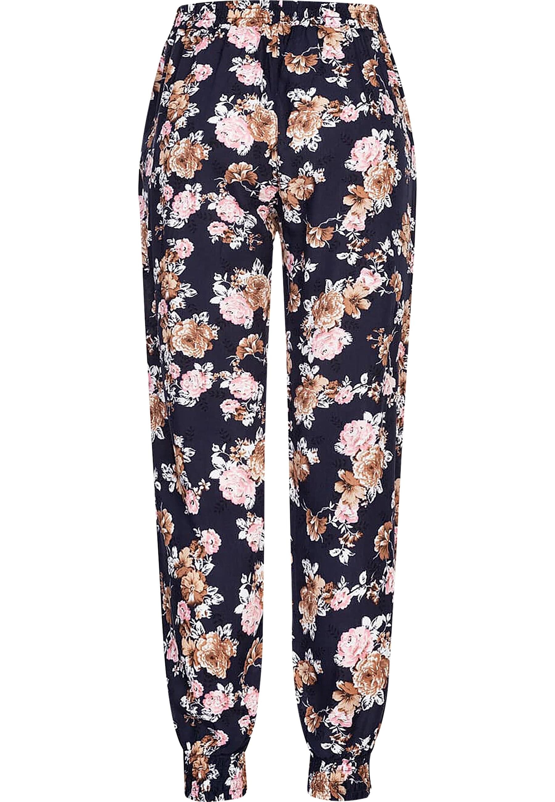 CLOUD 5IVE Stoffhose »CLOUD 5IVE Viskose Hose mit Bündchen 2-Pockets & Rosen Print«, (1 tlg.)
