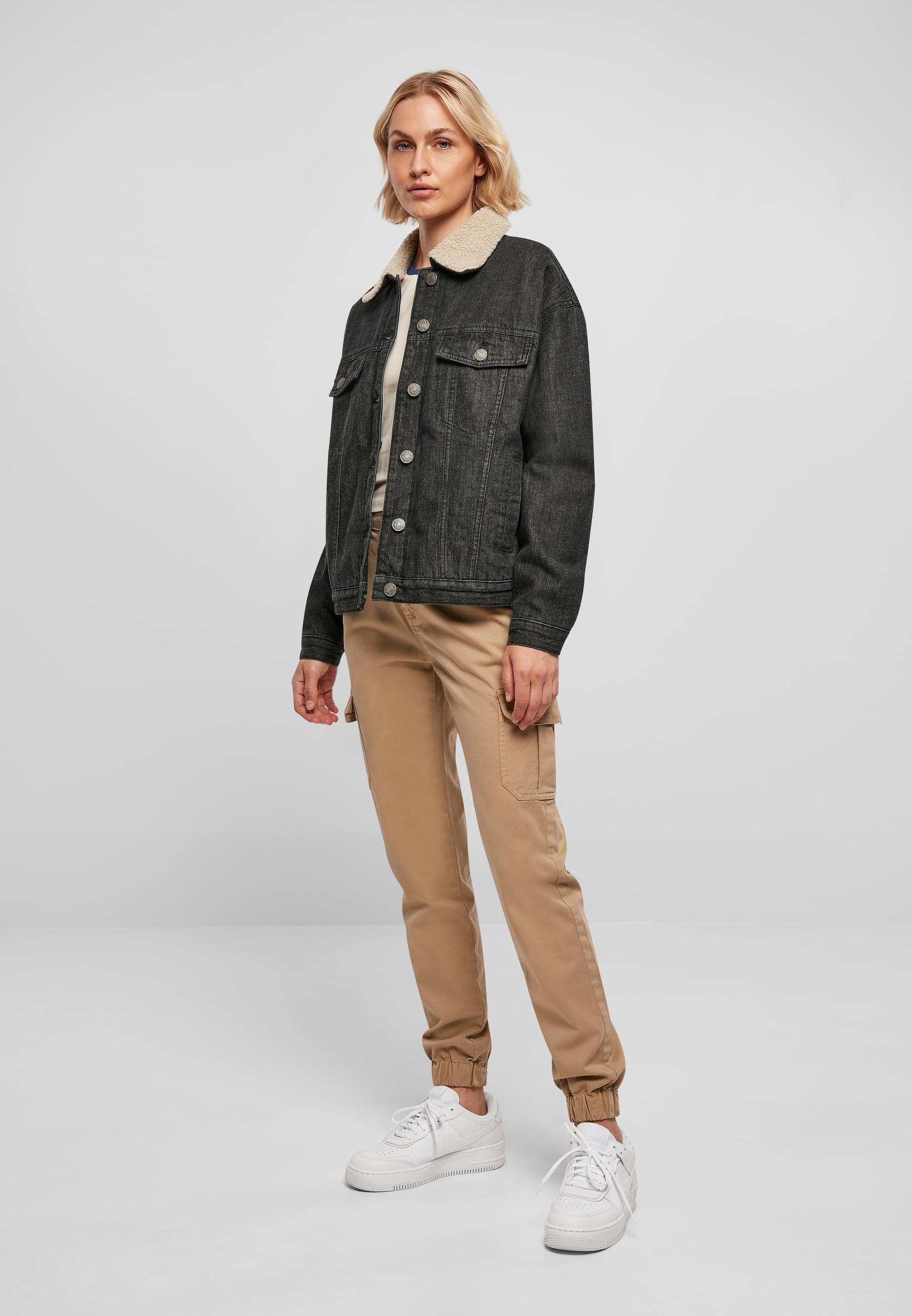 URBAN CLASSICS Jeansjacke »Urban Classics Damen Ladies Oversized Sherpa Denim Jacket«, (1 St.), ohne Kapuze