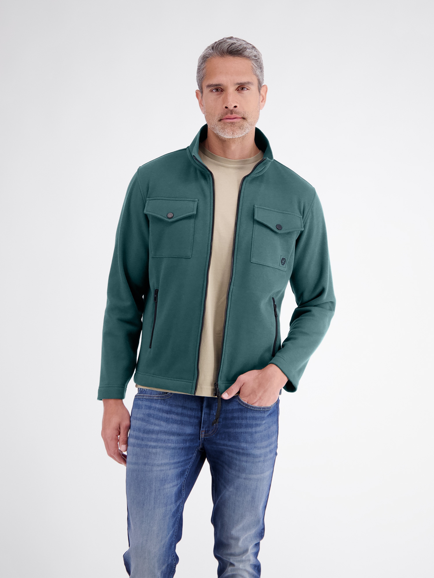 LERROS Sweatjacke "Sweatjacke mit cleaner Optik aus weichem Baumwollmix"