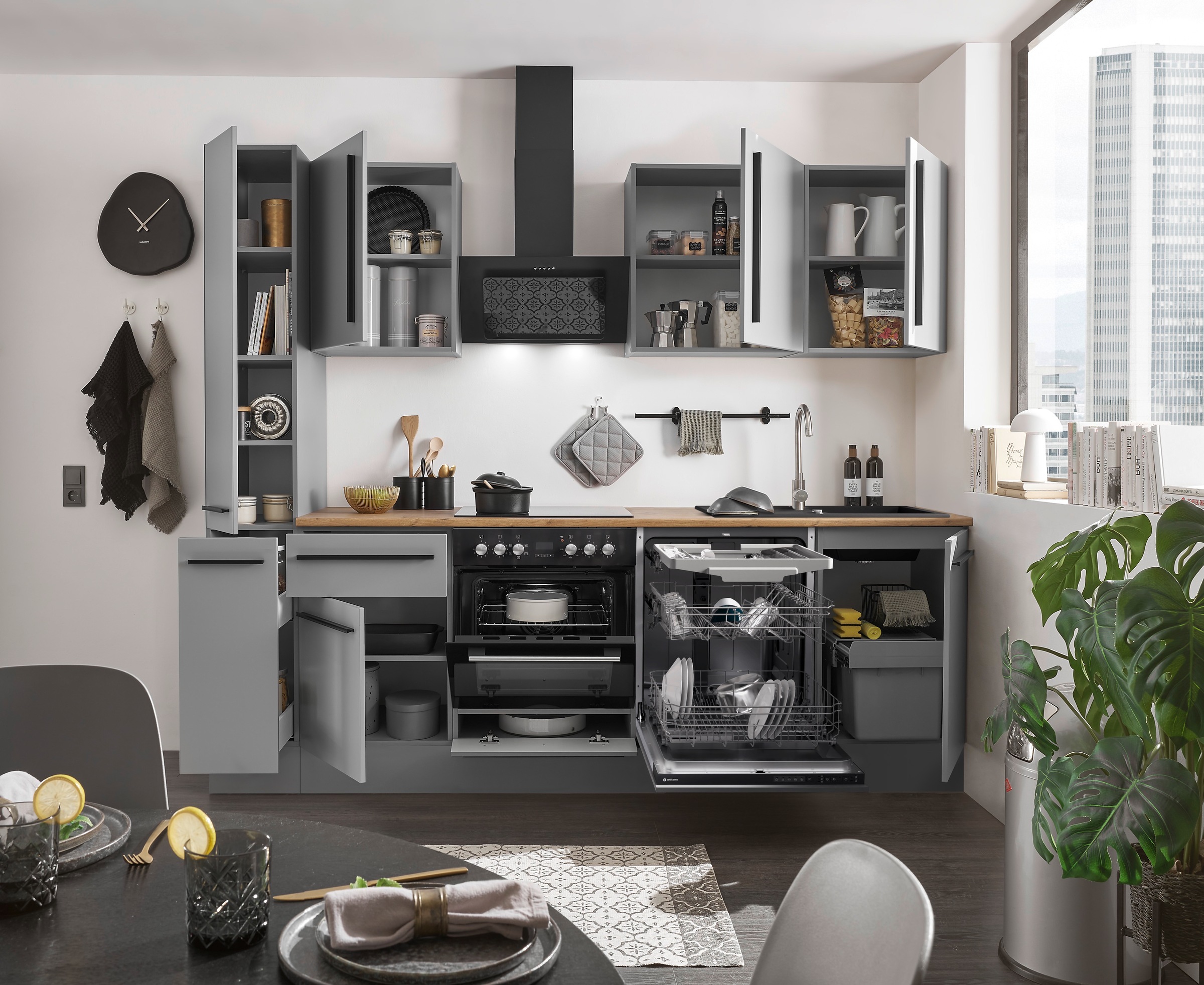 BASIC by Balculina Winkelküche »Denver, Küche BxHxT 250 x 211 x 60«, Breite 250 cm, wahlweise mit E-Geräten und Induktion