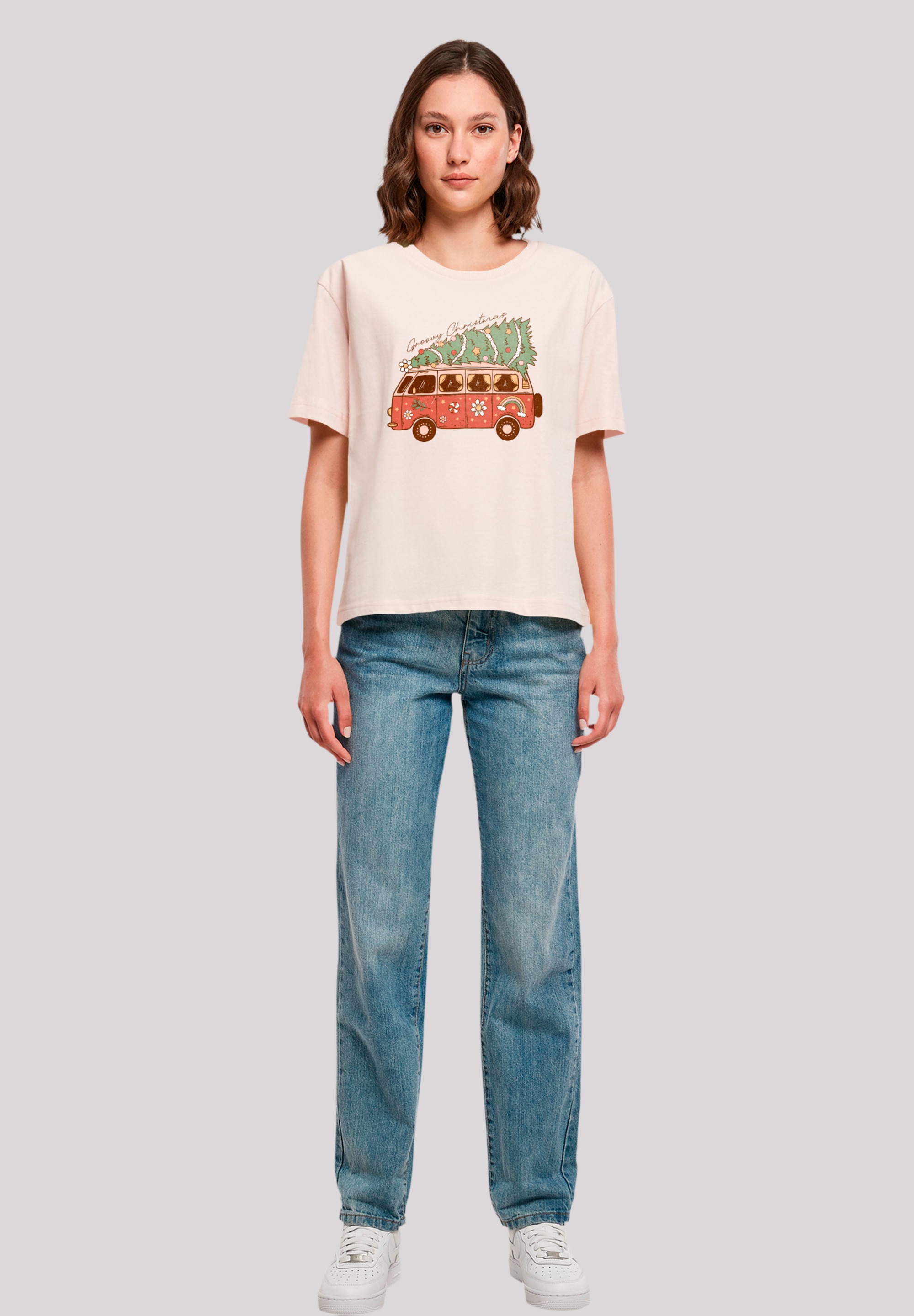 F4NT4STIC T-Shirt »Groovy Weihnachten Camper Van«, Premium Qualität, Weihnachts-Kollection