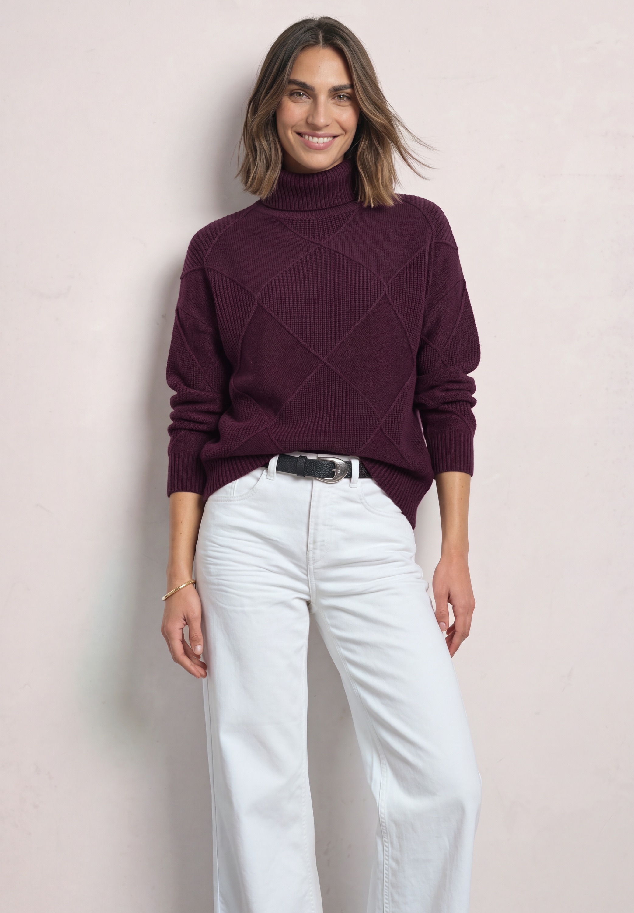 STREET ONE Rollkragenpullover aus softem Materialmix