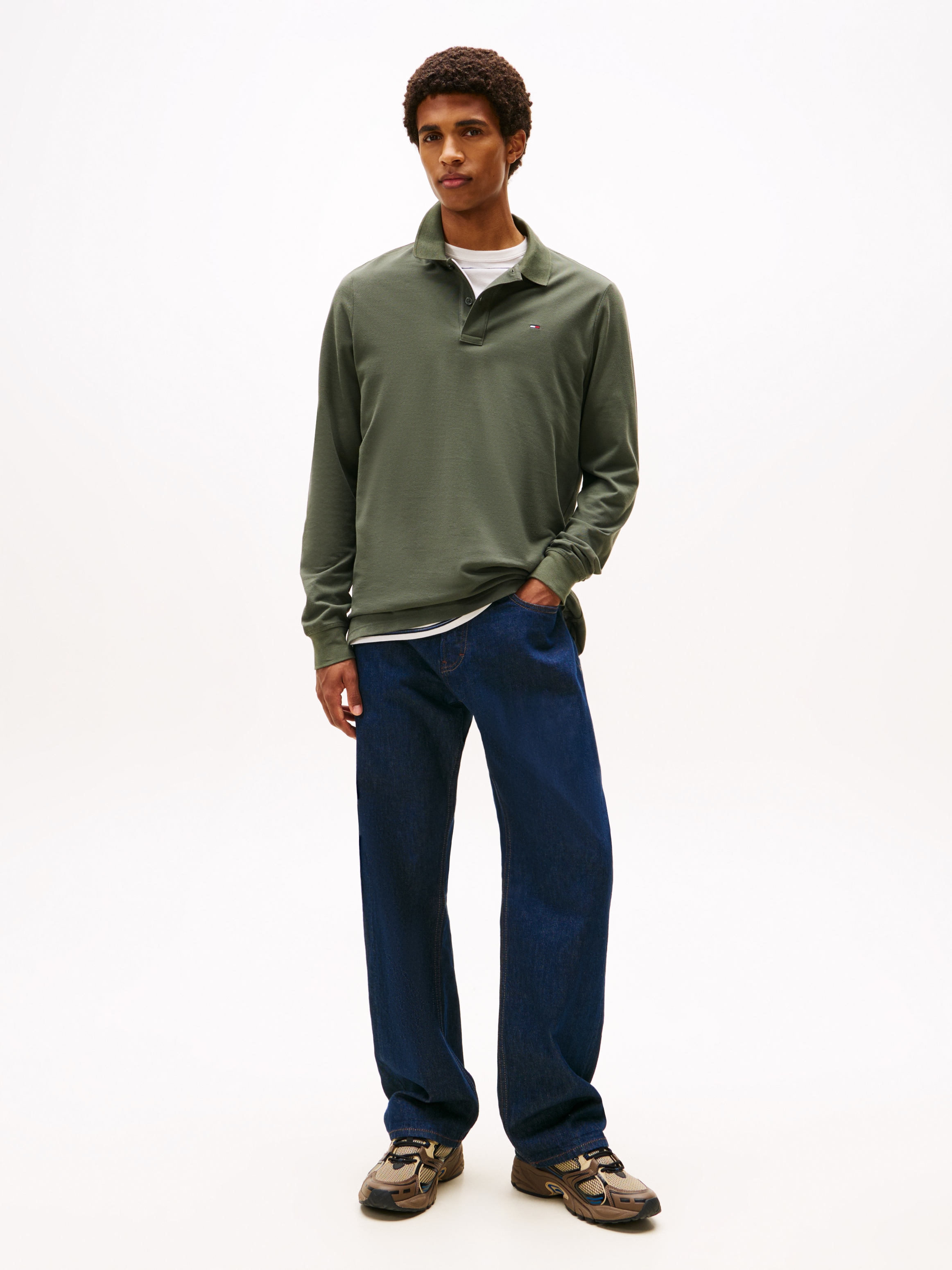 Tommy Jeans Poloshirt »TJM SLIM PLACKET POLO LS EXT«, mit Logostickerei