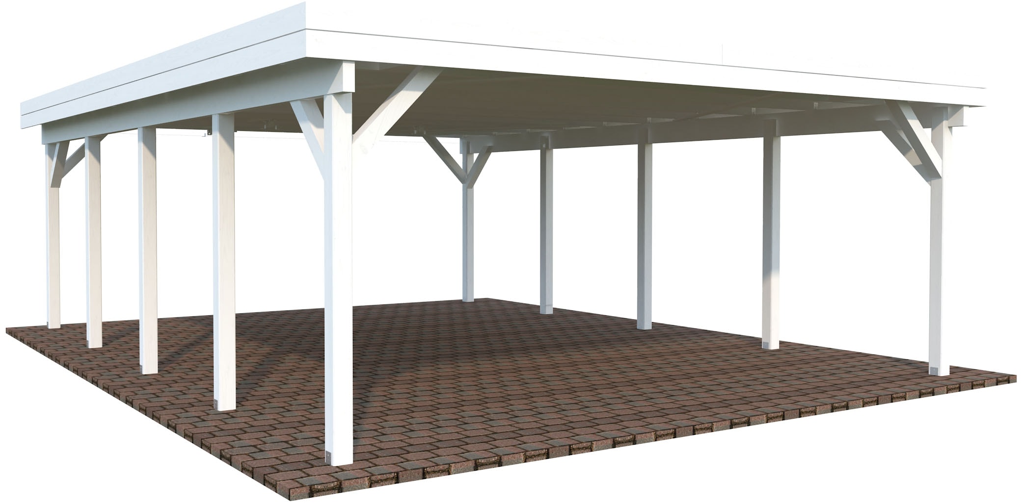Palmako Doppelcarport "Karl" Massivholz 531 cm weiß/weiß