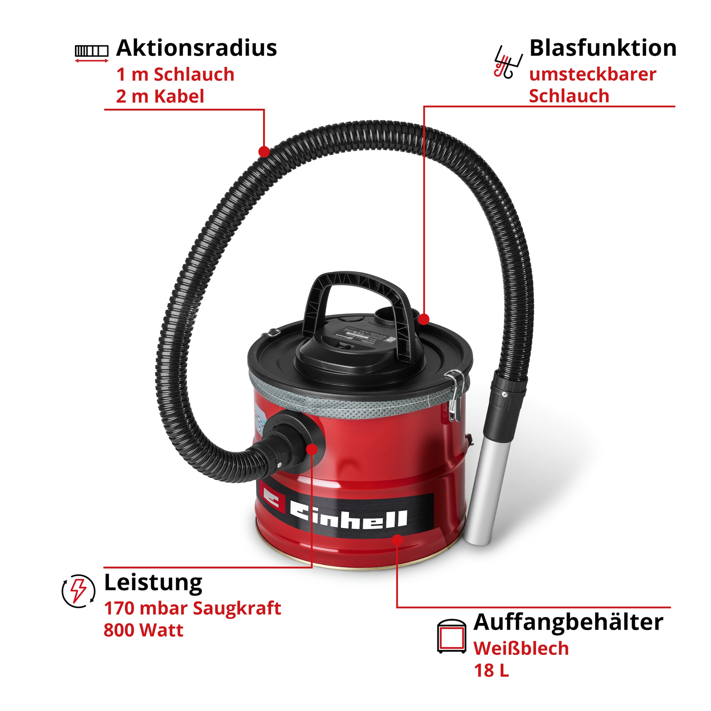 Einhell Aschesauger »TC-AV 1830 D« Ohne Akku, ohne Ladegerät