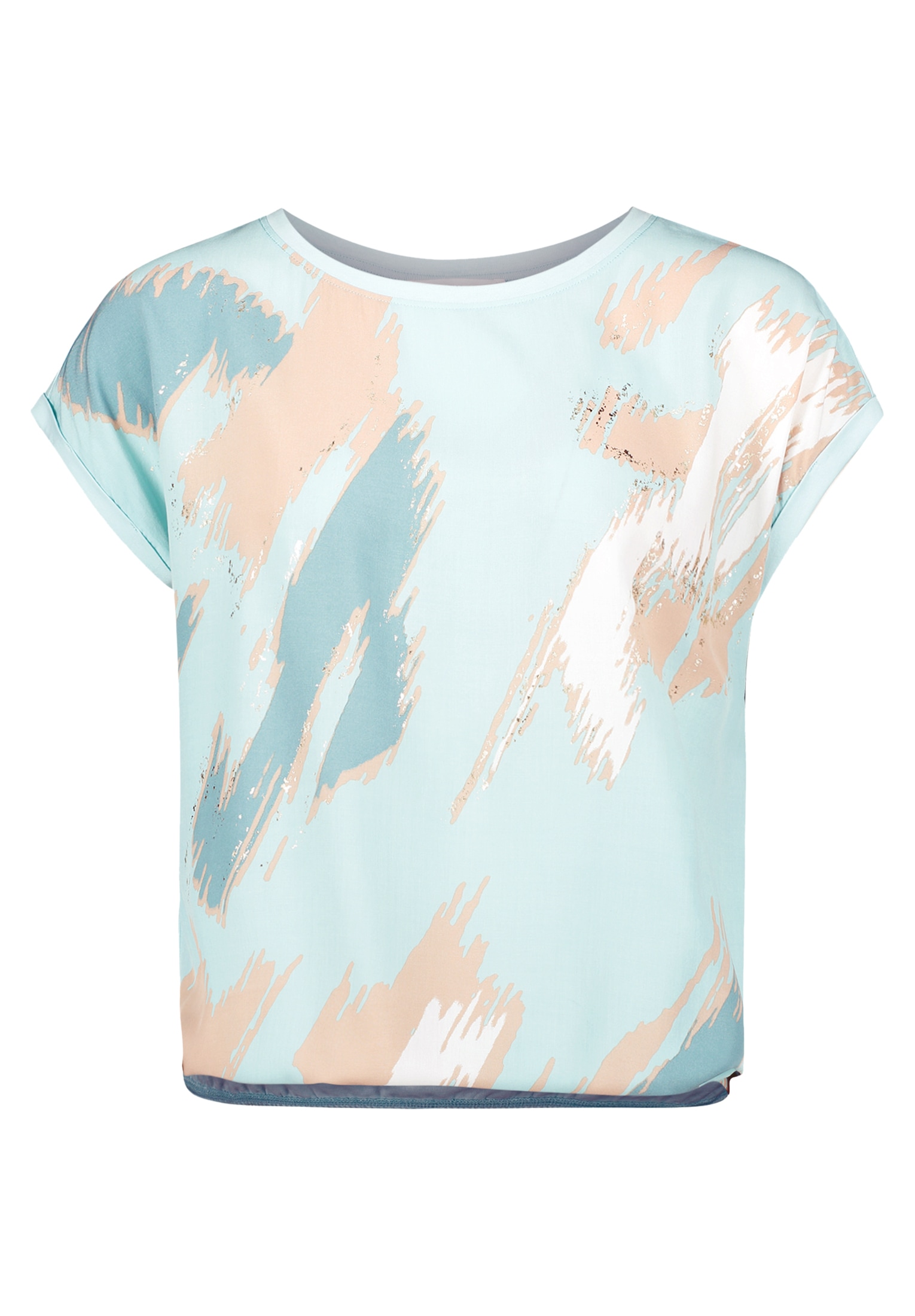 Betty&Co Kurzarmshirt »Betty & Co Casual-Shirt mit Print«, (1 tlg.), Materialmix