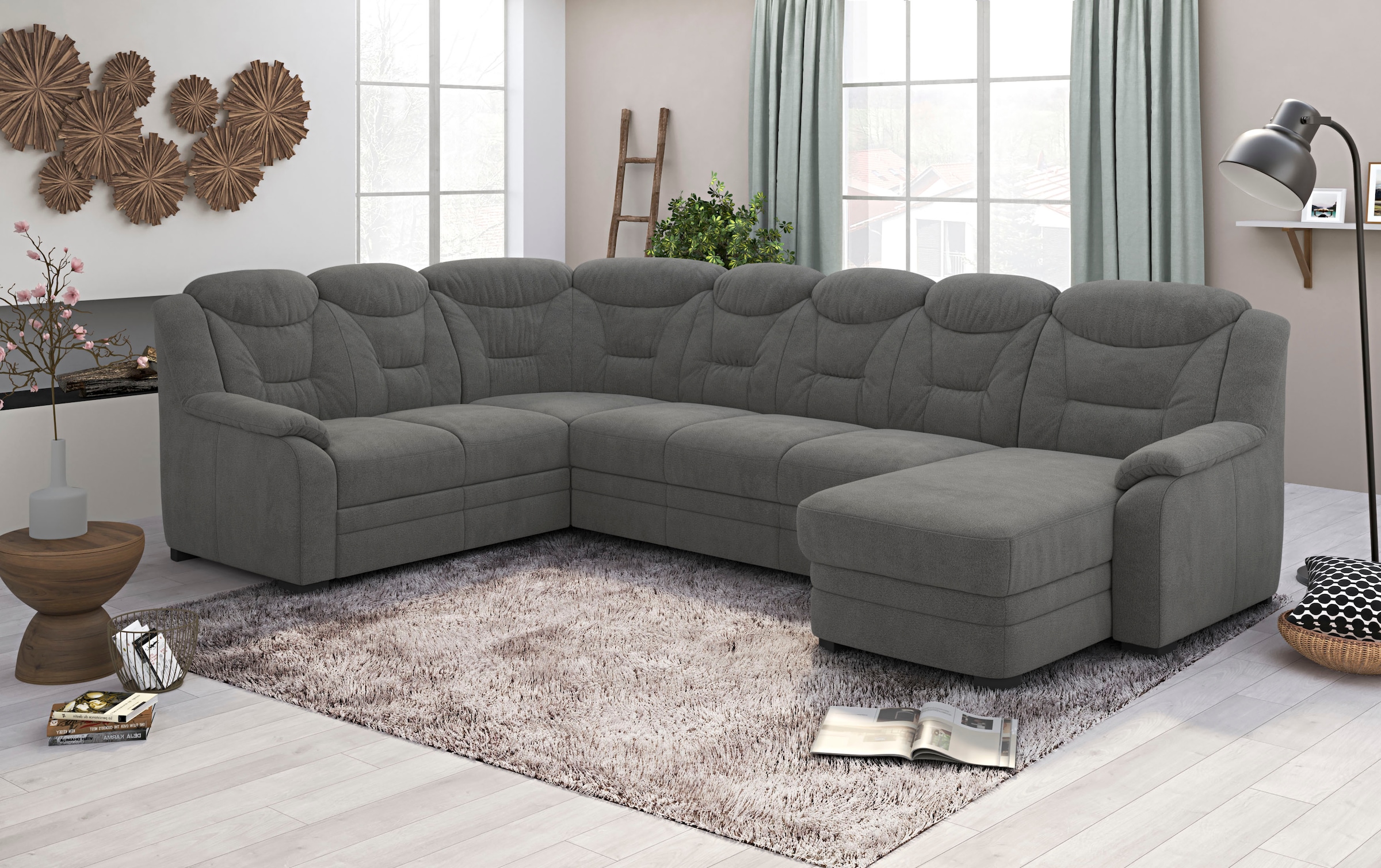 COTTA Wohnlandschaft »Marcus U-Form«, Bequeme Wohnlandschaft in klassischem Design mit hoher Rückenlehne
