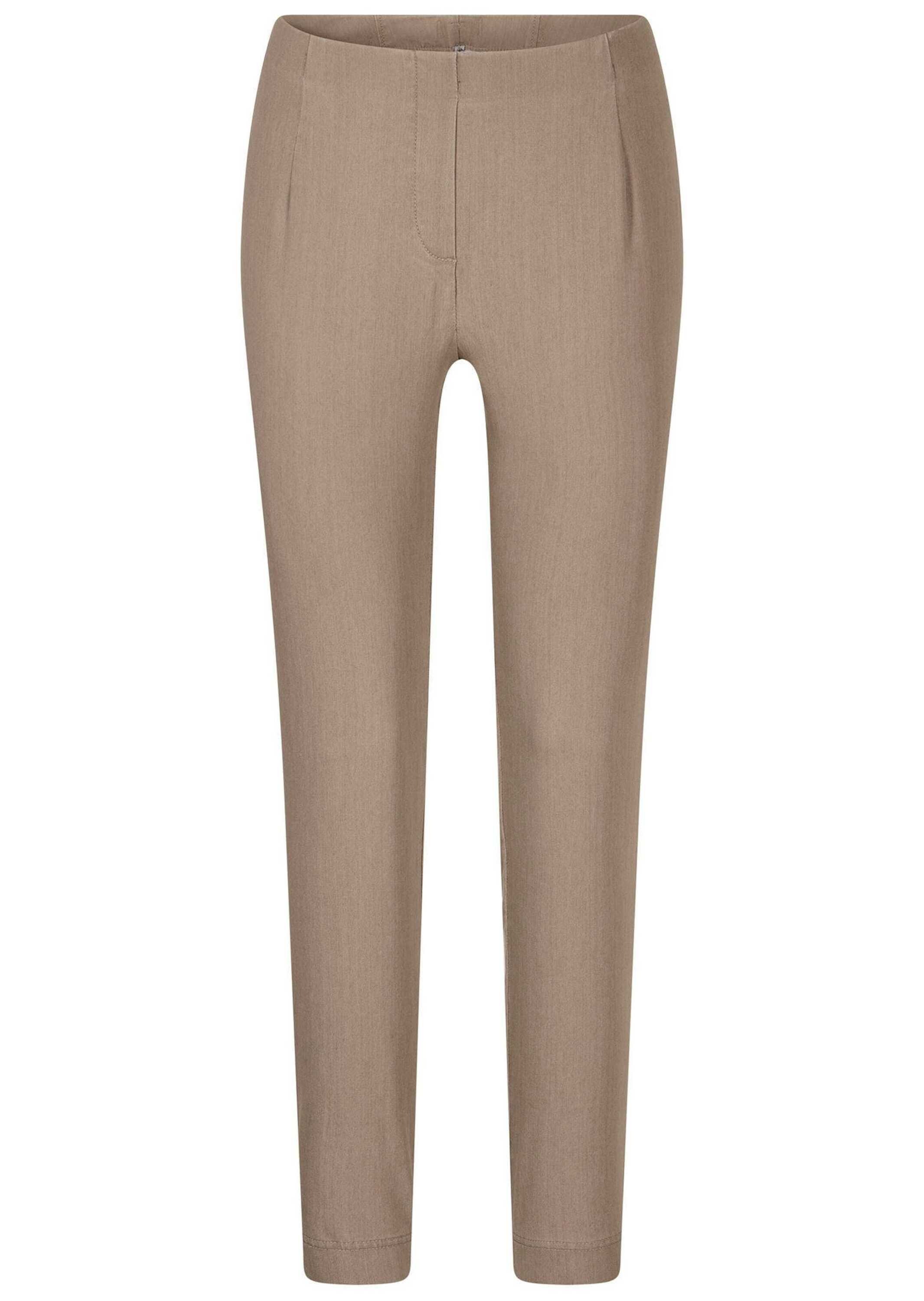 Chinohose GOLDNER "Kurzgröße Bengalinhose LOUISA in Denim-Optik", Damen, Gr. 21, K-Gr, beige, Obermaterial: 78% Baumwolle CO. 18% Polyester PES. 4% Elasthan EL., Hosen Chinohose