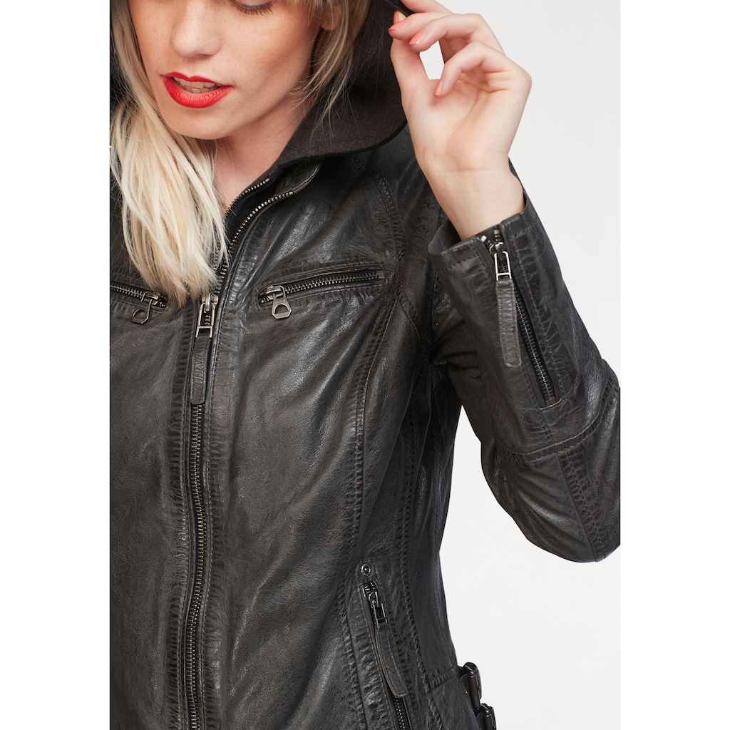 Gipsy Lederjacke »NOLA«, mit Kapuze, Two-in-One Style - mit abnehmbarer Jersey-Kapuze