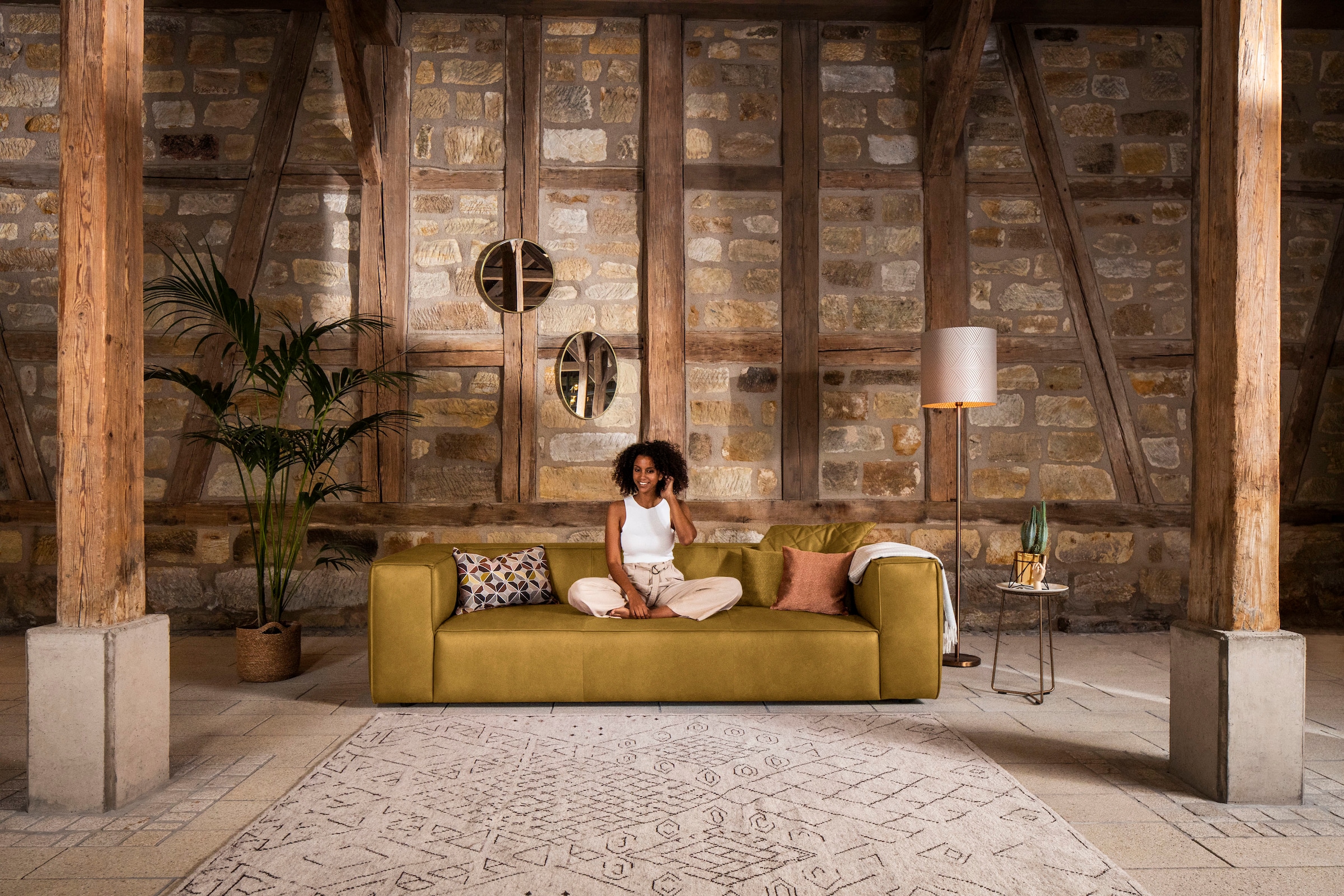 W.SCHILLIG 3-Sitzer "around-the-block Mega Sofa mit tollem Sitzkomfort, Breite 260cm" mit eleganter Biese, mit Federkern