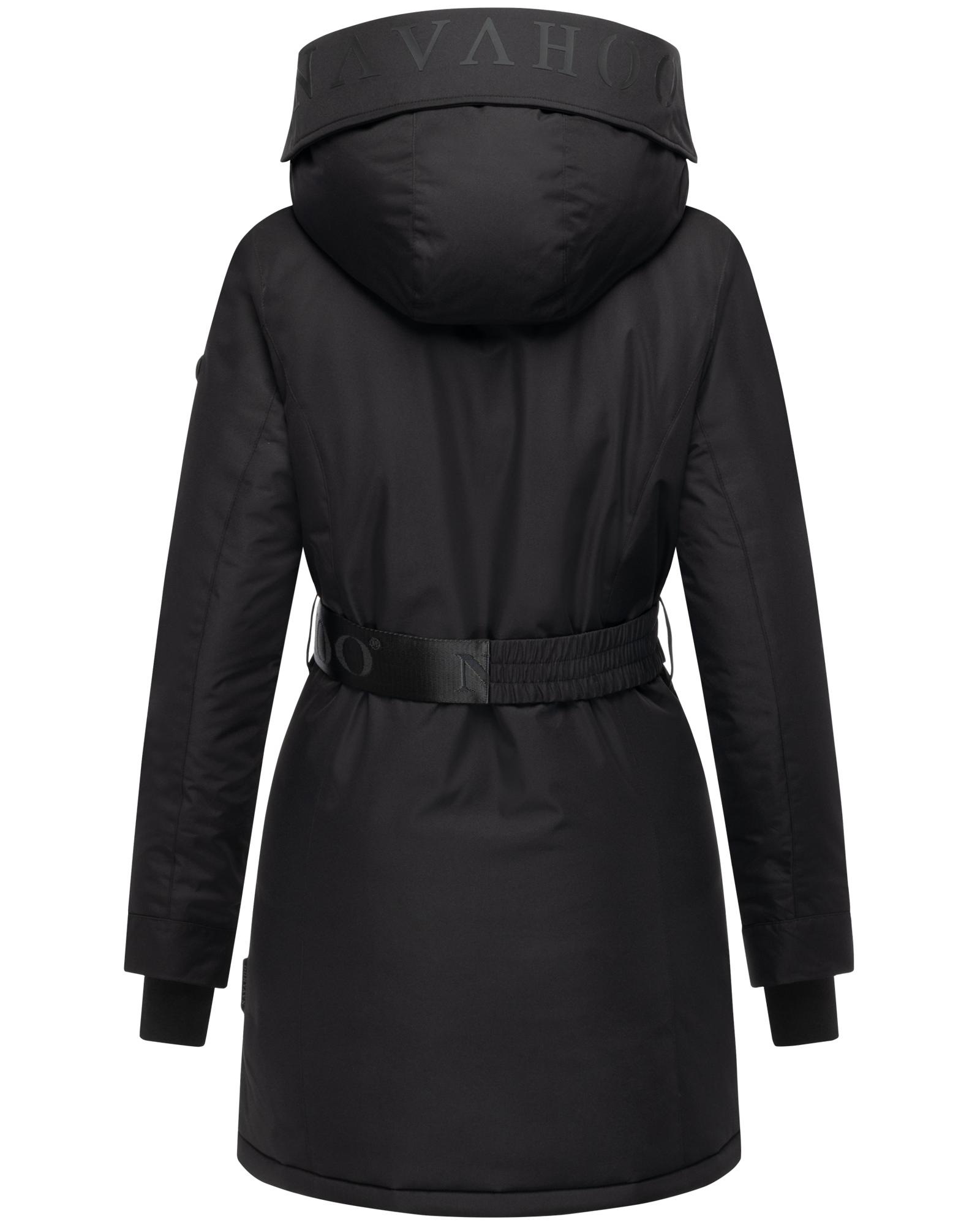 Navahoo Wintermantel »Frostkuss 14«, Warmer Damen Mantel mit abnehmbarer Kapuze und Taillengürtel