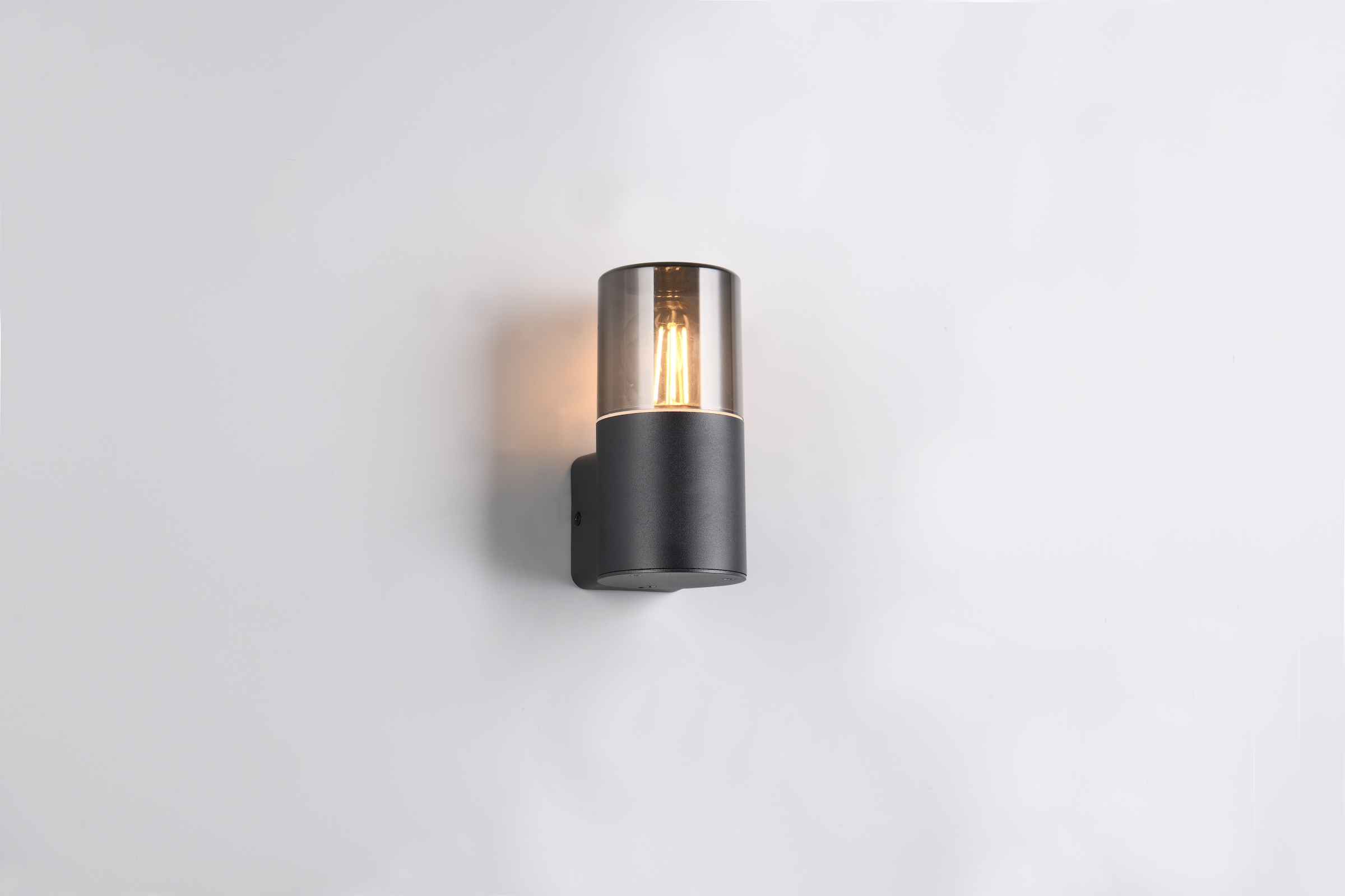 TRIO Leuchten Außen-Wandleuchte »HOOSIC, Outdoor Wandlampe exkl 1x E27 max 28W, Hauswand-Leuchte« E27 1 Stk. warmweiß - kaltweiß Garten Wandleuchte IP44, Kunststoff Schirm rauchfarbig