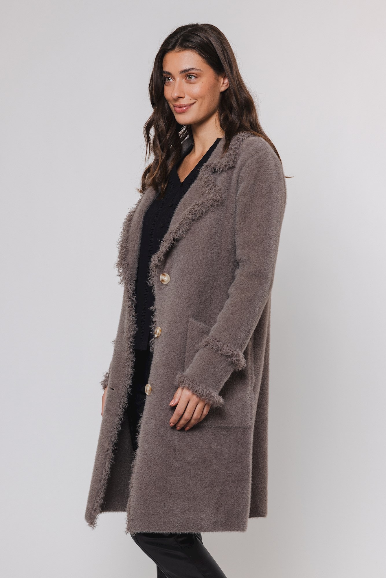 Rino & Pelle Longstrickjacke »CATENA«, mit Fransendetails und Knöpfen