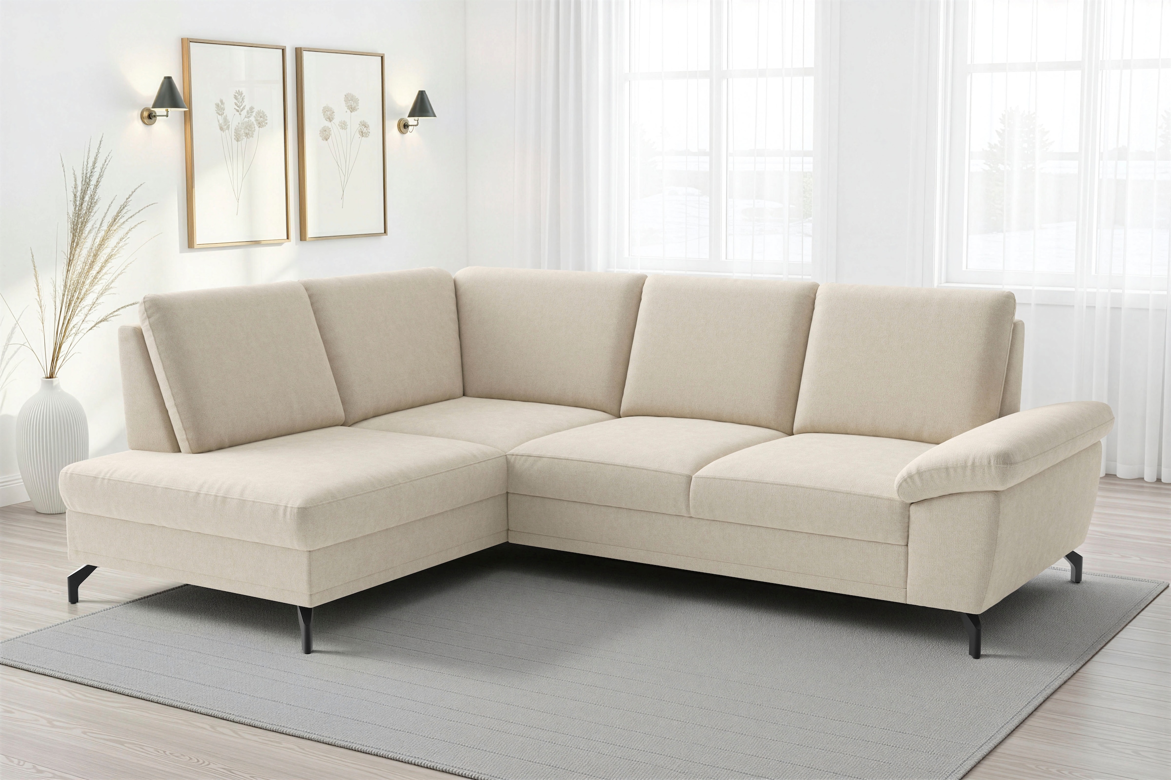 sit&more Ecksofa "Chelsea L-Form, B: 249 cm, Armteil- & Sitztiefenverstellung" optional Schlaffunktion und Bettkasten