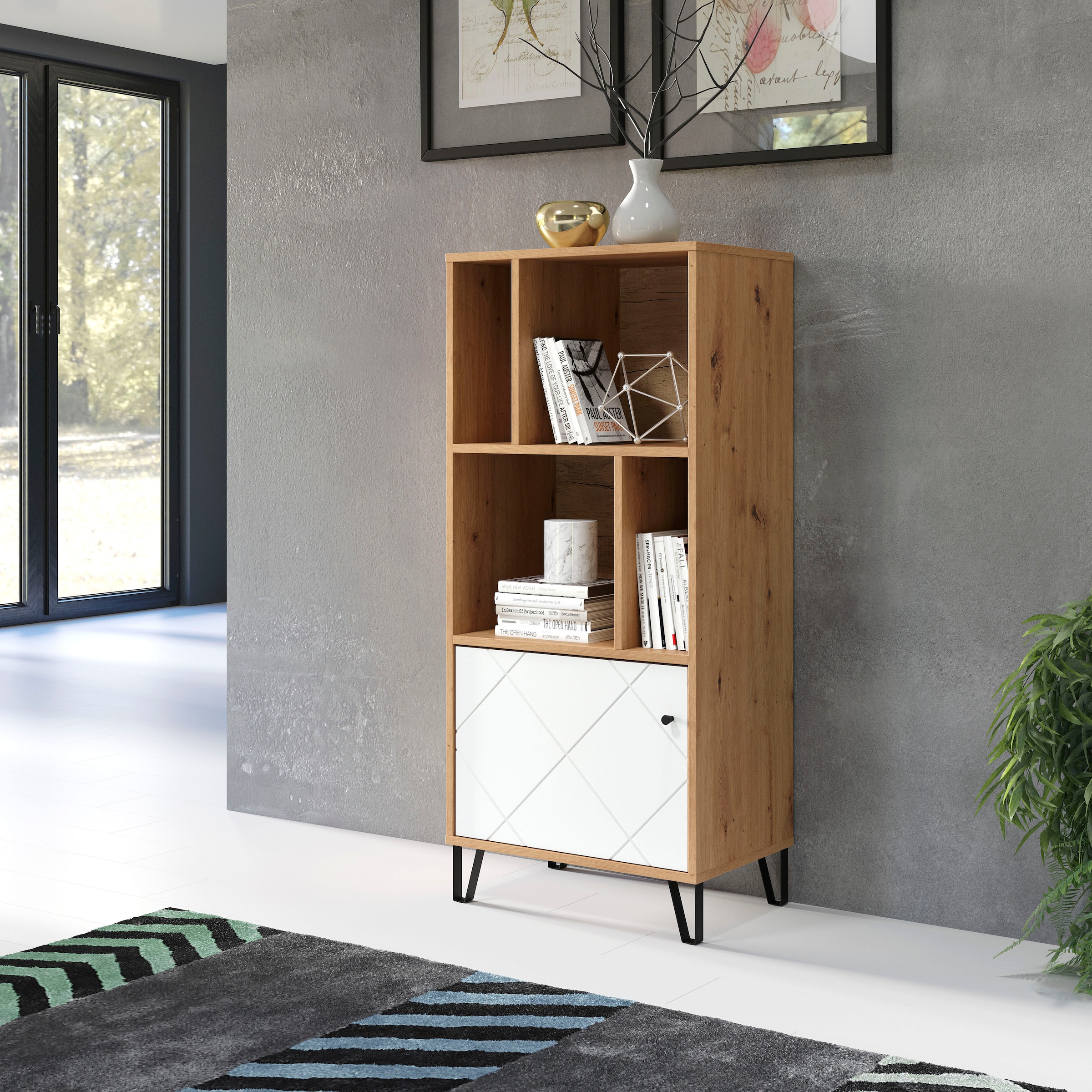 Home affaire Stauraumregal »Tarragona« 1 Stk. tlg. Regal mit 1 Tür & 4 offenen Fächern - (B/T/H) 63/40/136 cm