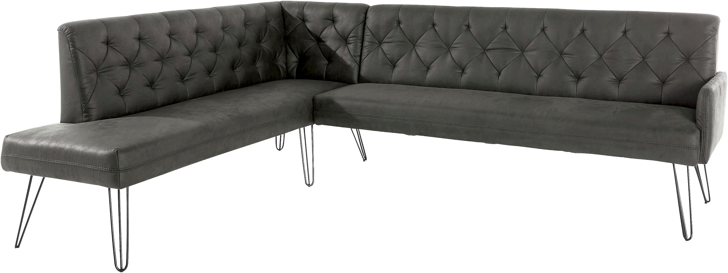 exxpo - sofa fashion Eckbank »Doppio, Chesterfield Optik, komfortabel und bequem, hohe Designfüße«, Frei im Raum stellbar