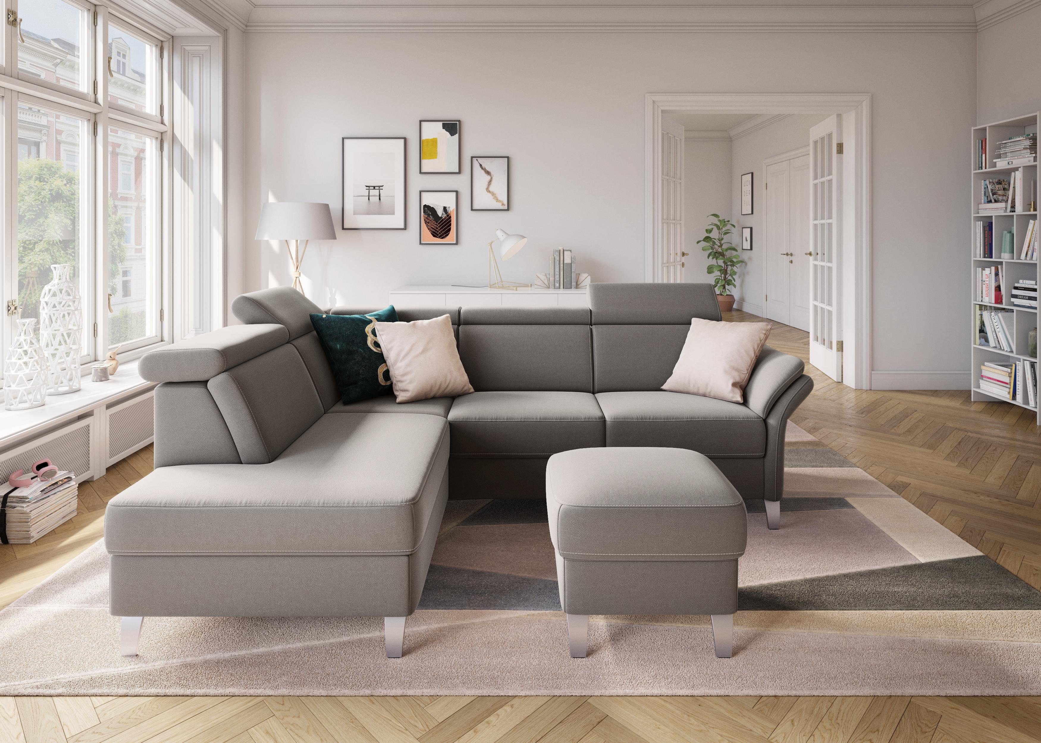 sit&more Ecksofa "Vincenzo L-Form" inklusive Kopfteilverstellung, optional Schlaffunktion & Bettkasten