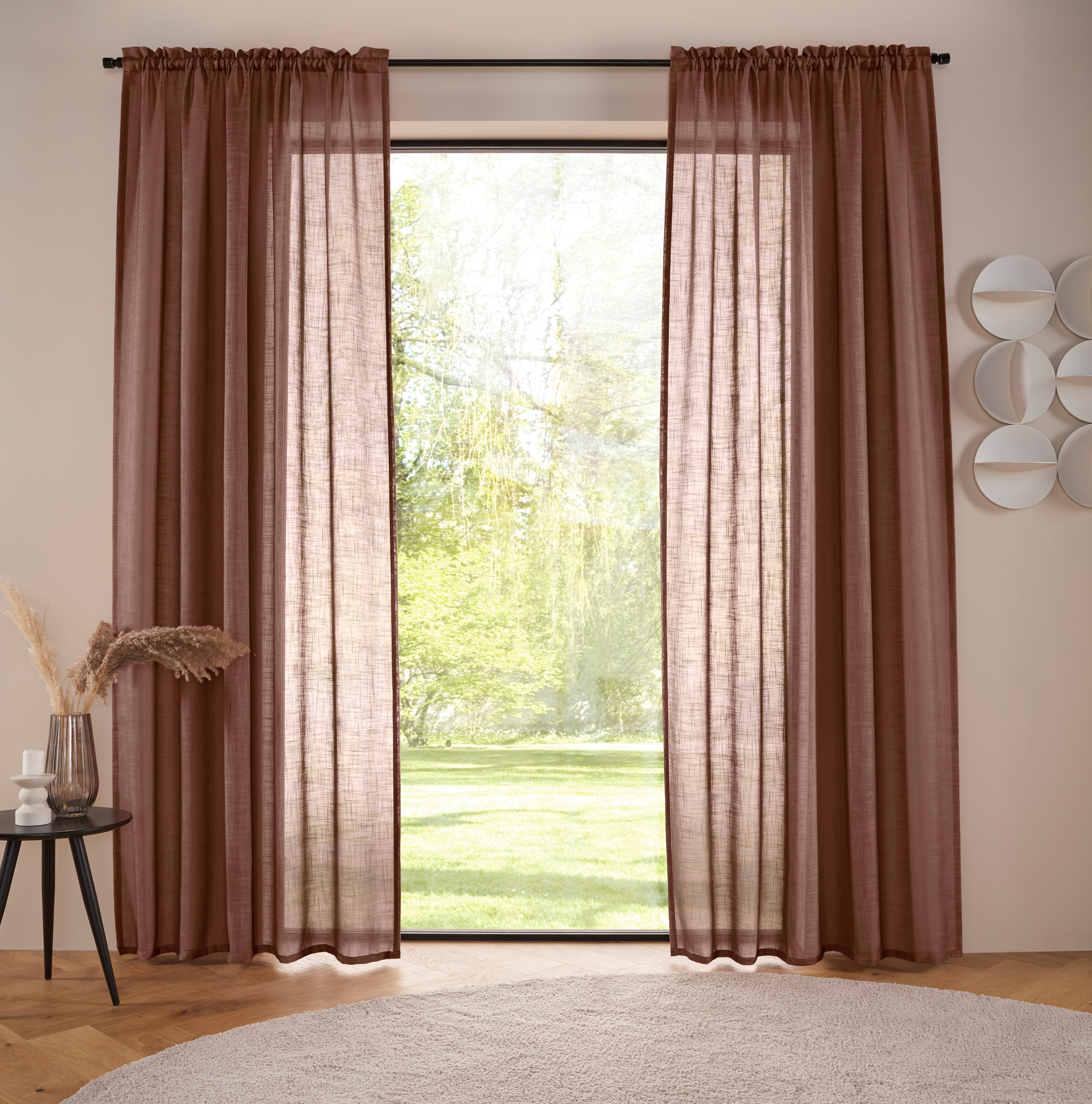 LeGer Home by Lena Gercke Gardine "Marusha" Stangendurchzug 2 Stk. tlg. Leinenoptik, grob gewebt, verschiedene Größen