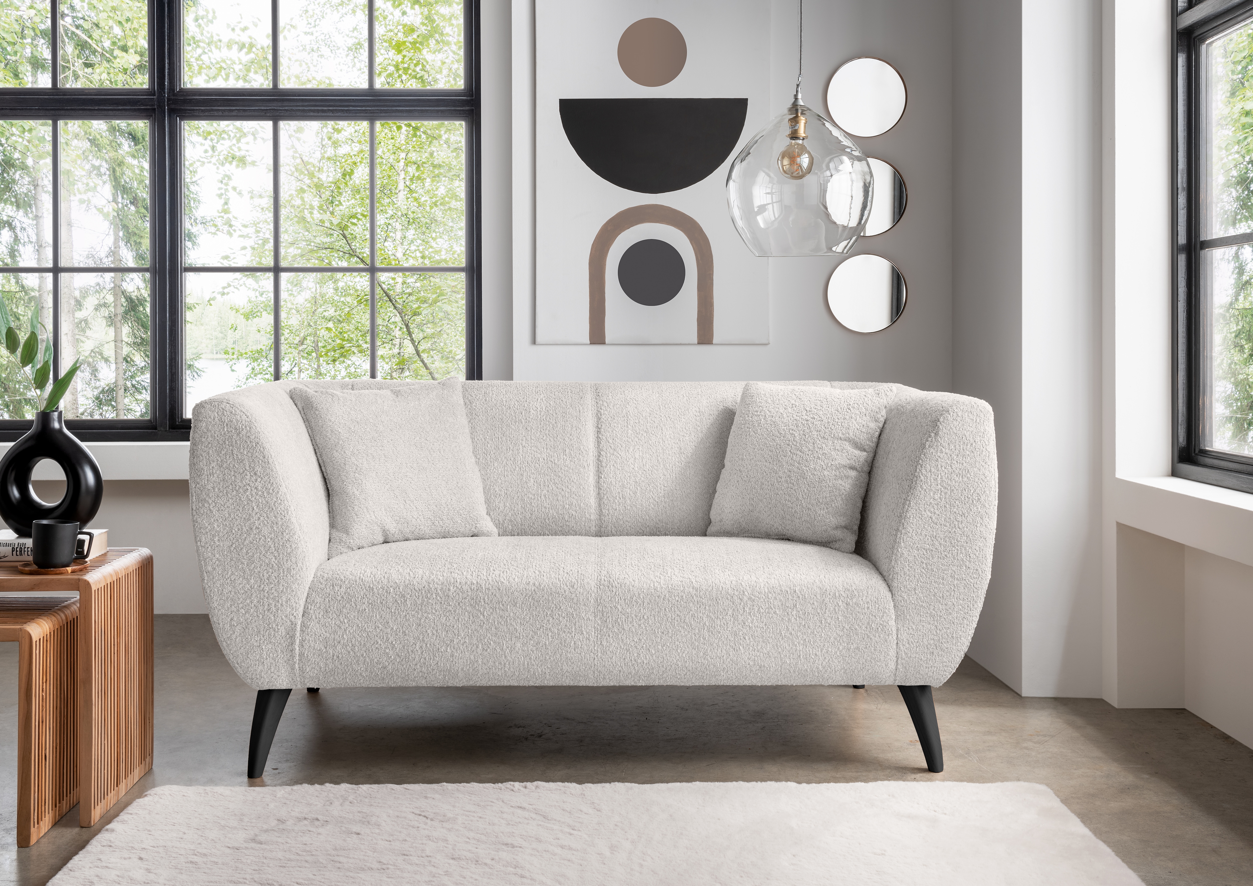 Home affaire 2-Sitzer "Colori modern und bequem, schmale Armlehnen, tolle Detailverarbeitung" zwei verschiedene Fußfarben wählbar
