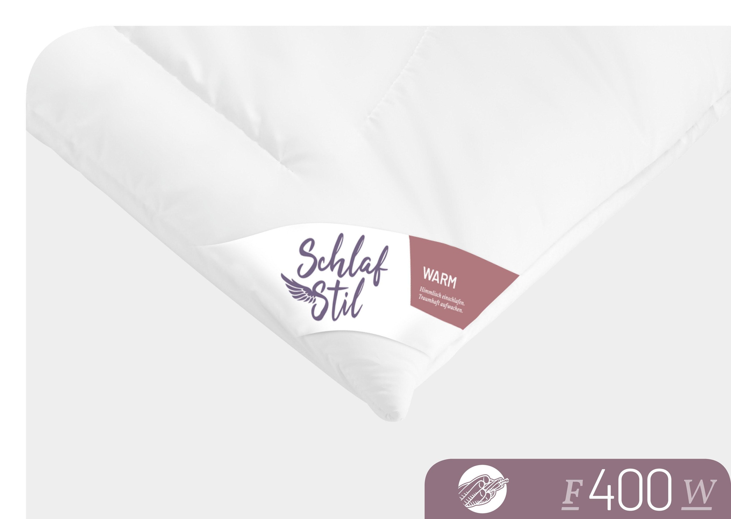 Schlafstil Baumwollbettdecke »F400«, warm, (1 St.), hergestellt in Deutschland, allergikerfreundlich