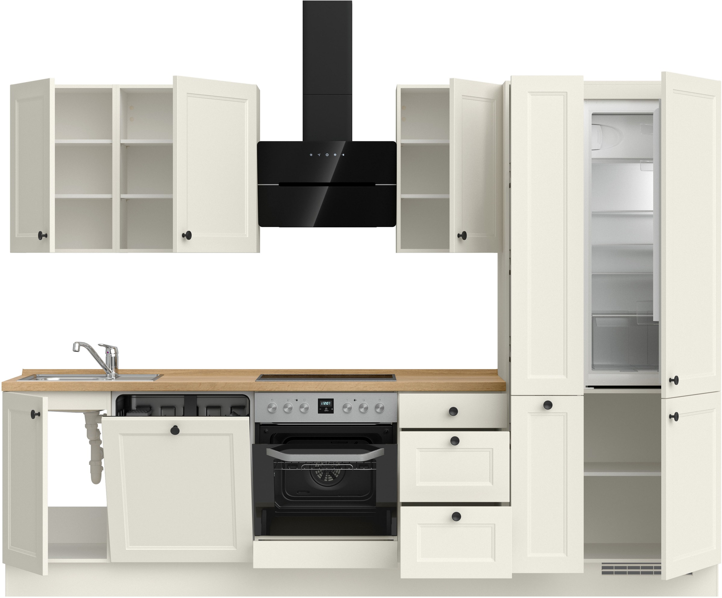 nobilia® Küchenzeile »"Cascada II"«, vormontiert, Breite 300 cm, Ausrichtung wählbar, wahlw. mit E-Geräten