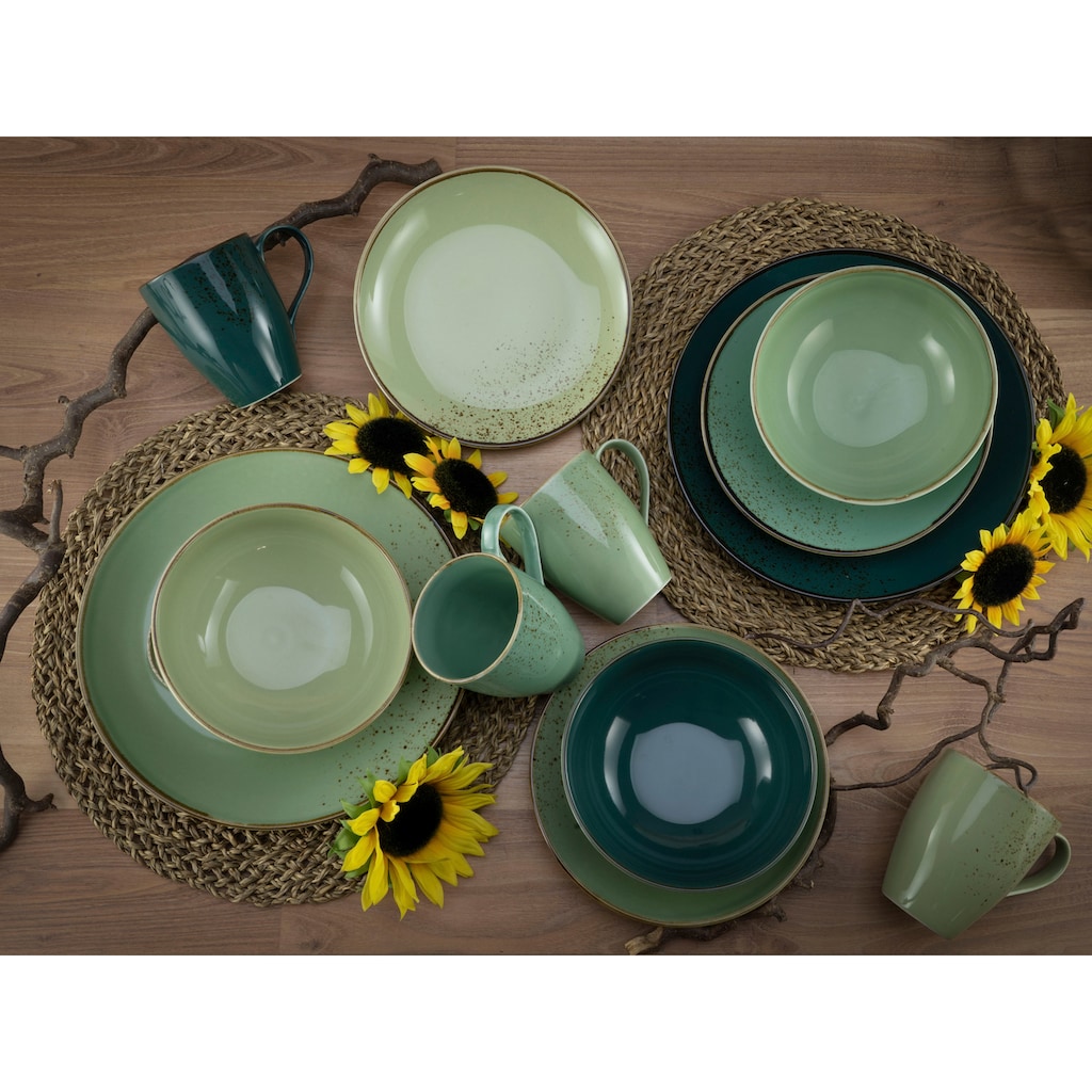 CreaTable Kombiservice »Geschirr-Set NATURE COLLECTION«, (Set, 16 tlg., Kaffeeservice und Tafelservice im Set, für 4 Personen)